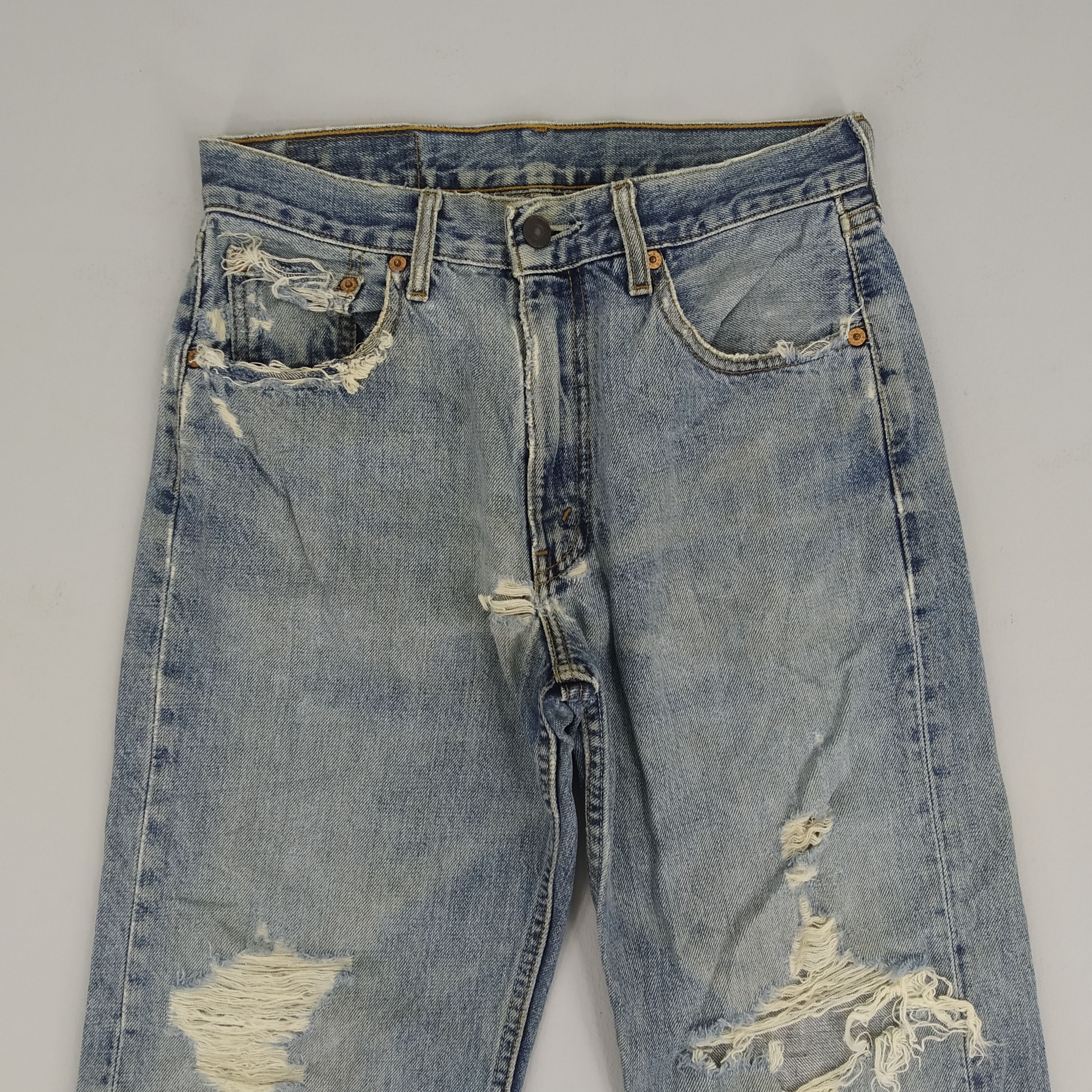 Levi's W28 Levi’s 512 Stone Wash Blue Denim Jeans Ripped Jeans Size US 28 / EU 44 - 4 Thumbnail