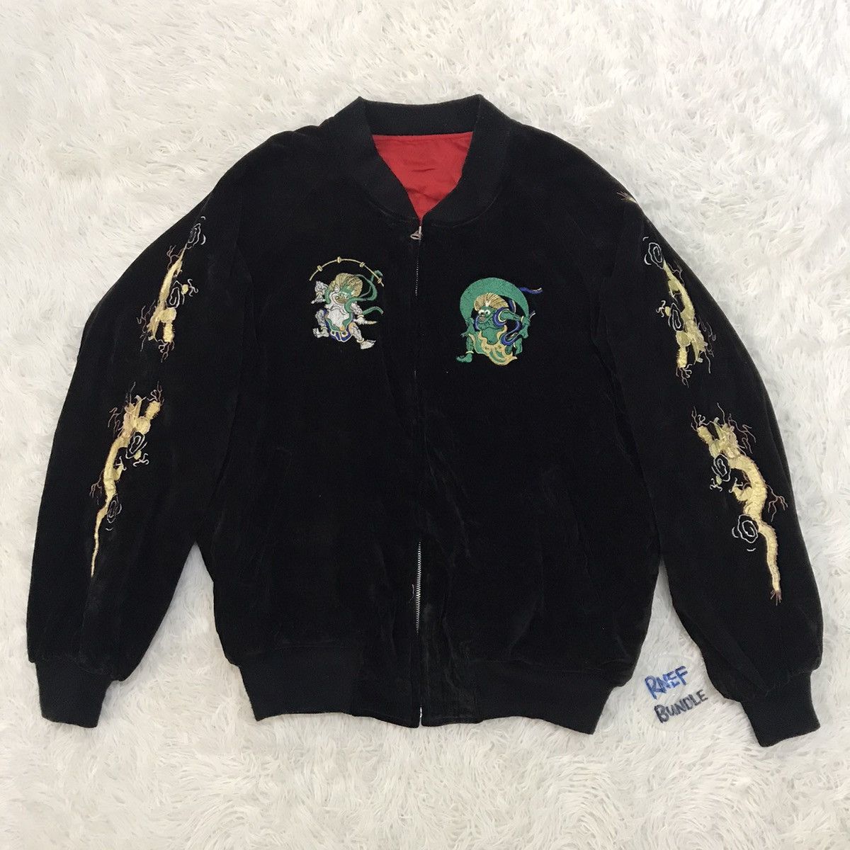 Japanese Brand Rare‼️Vtg Embroidery Velvet Sukajan Jacket Japan Yohosuka Size US M / EU 48-50 / 2 - 2 Thumbnail