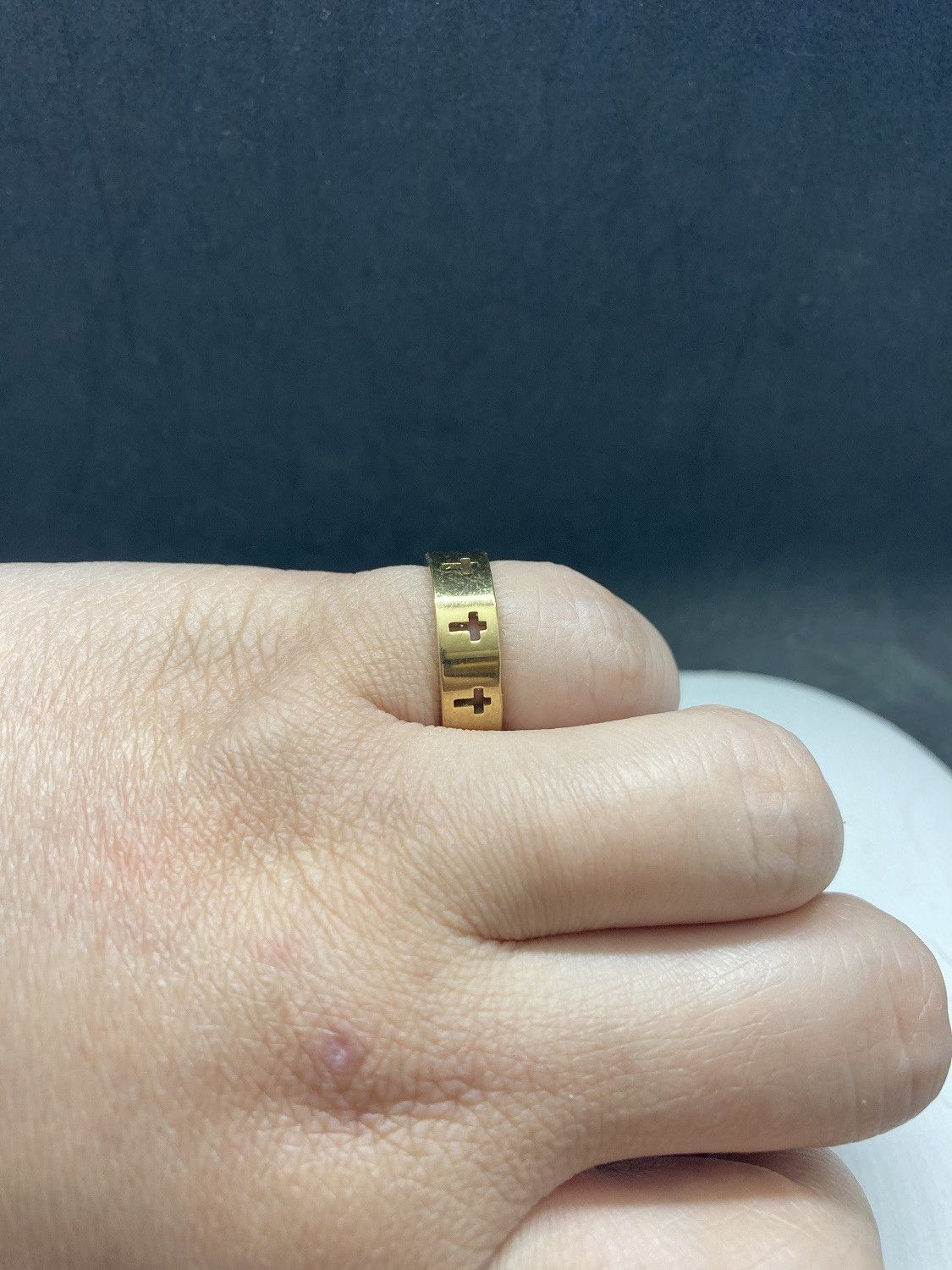 Jewelry Cross Golden stainless steel ring - size 6 Size ONE SIZE - 3 Thumbnail