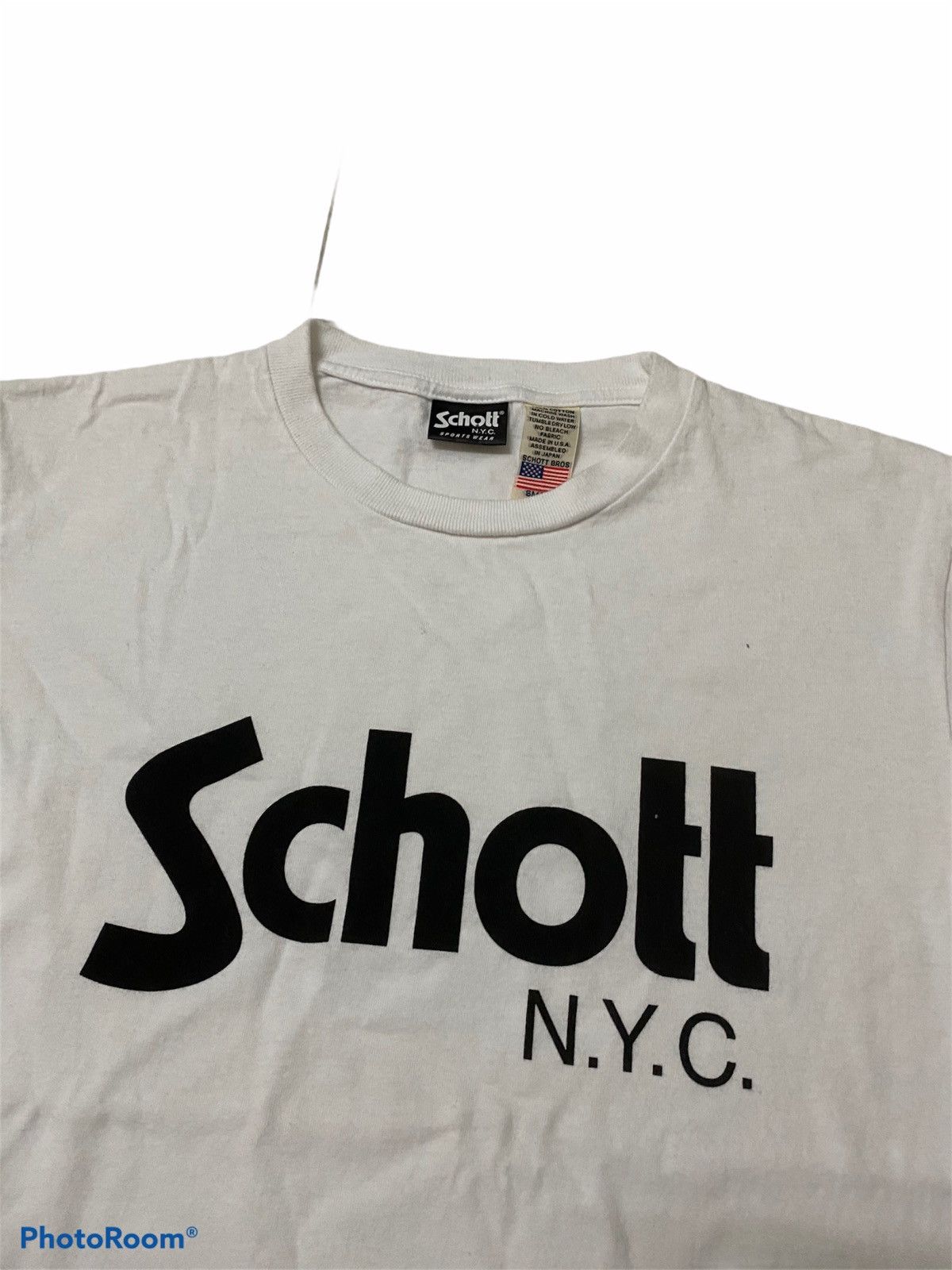 Japanese Brand × Schott × Vintage Vintage Schott Spellout Schott white tee Size US S / EU 44-46 / 1 - 2 Thumbnail