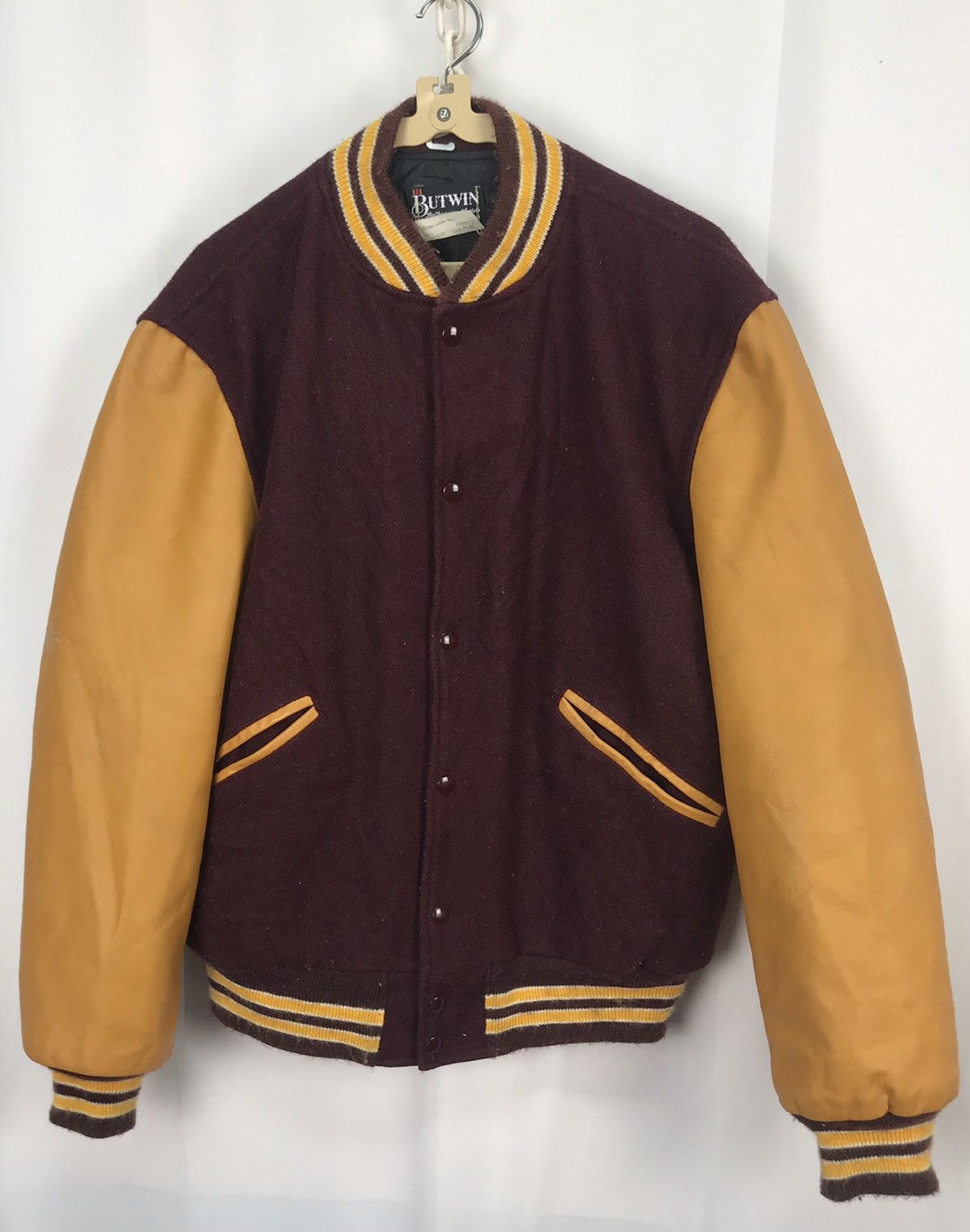 Vintage Vintage butwin union made leather sleeve wool varsity Size US L / EU 52-54 / 3 - 8 Thumbnail