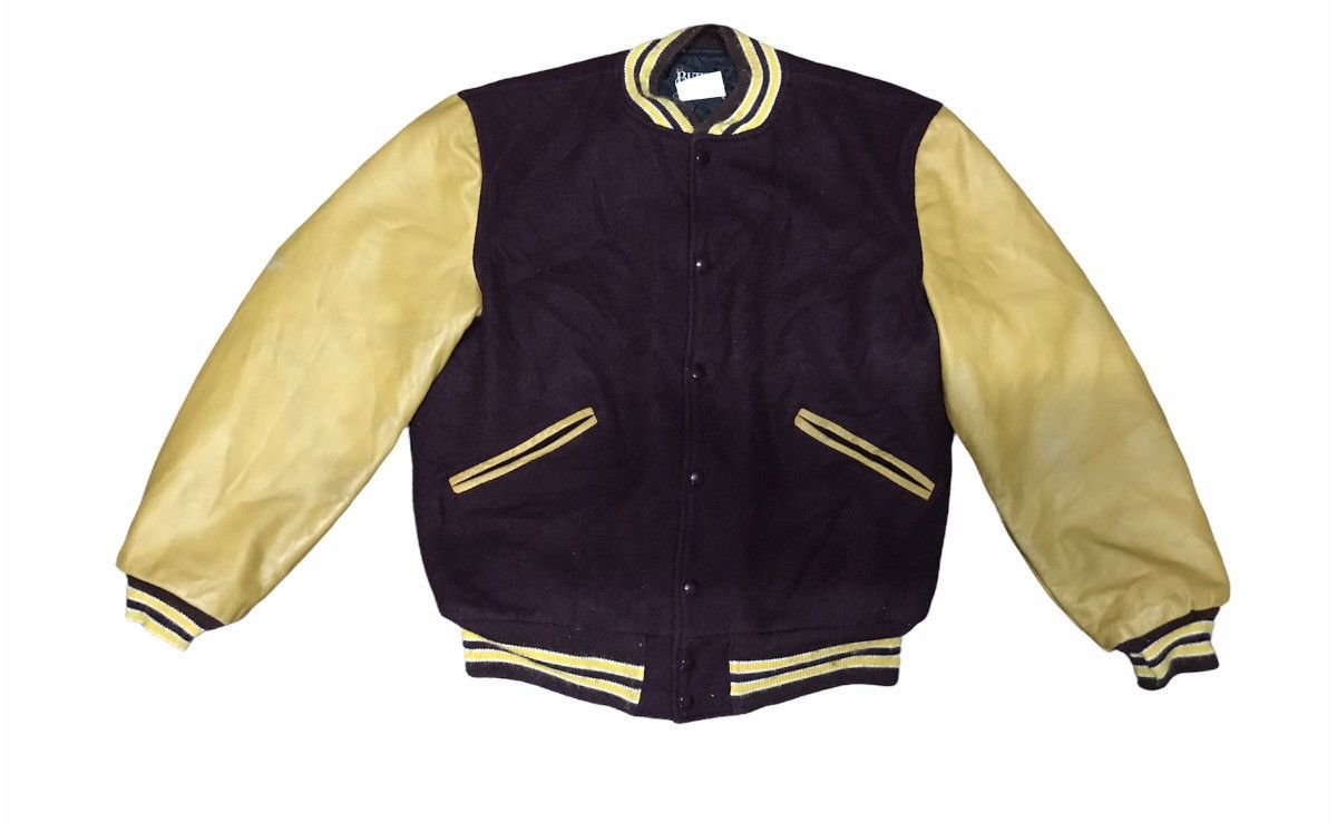 Vintage Vintage butwin union made leather sleeve wool varsity Size US L / EU 52-54 / 3 - 11 Thumbnail