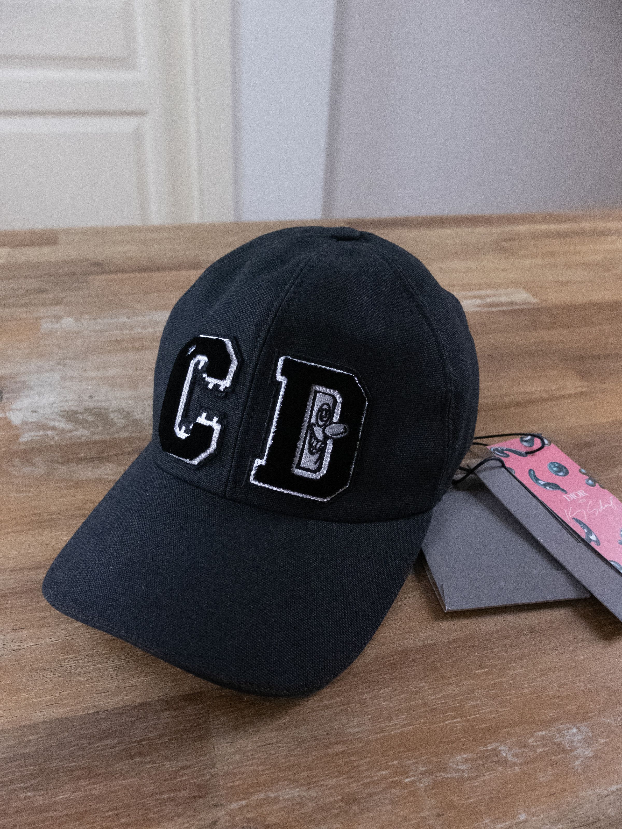 image of Dior X Kenny Scharf Black Cd Logo Baseball Cap Medium, Men's