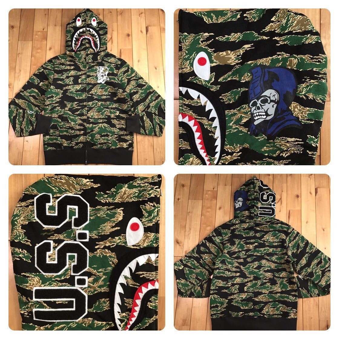 BAPE URSUS BAPE tiger camo shark full zip hoodie ape