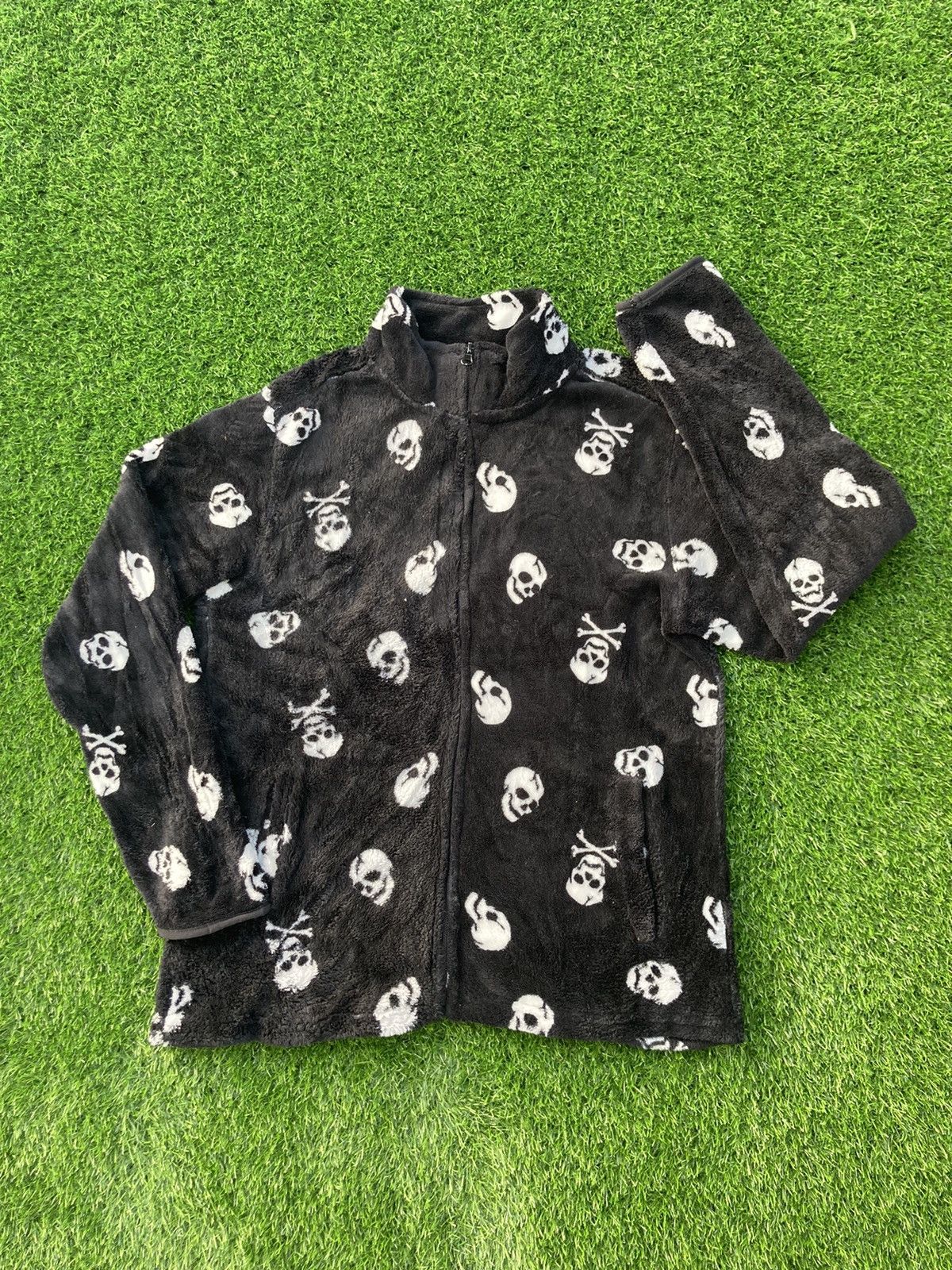 image of Seditionaries x Skulls Fullprint Skulls Fleece Jacket in Black, Men's (Size Large)