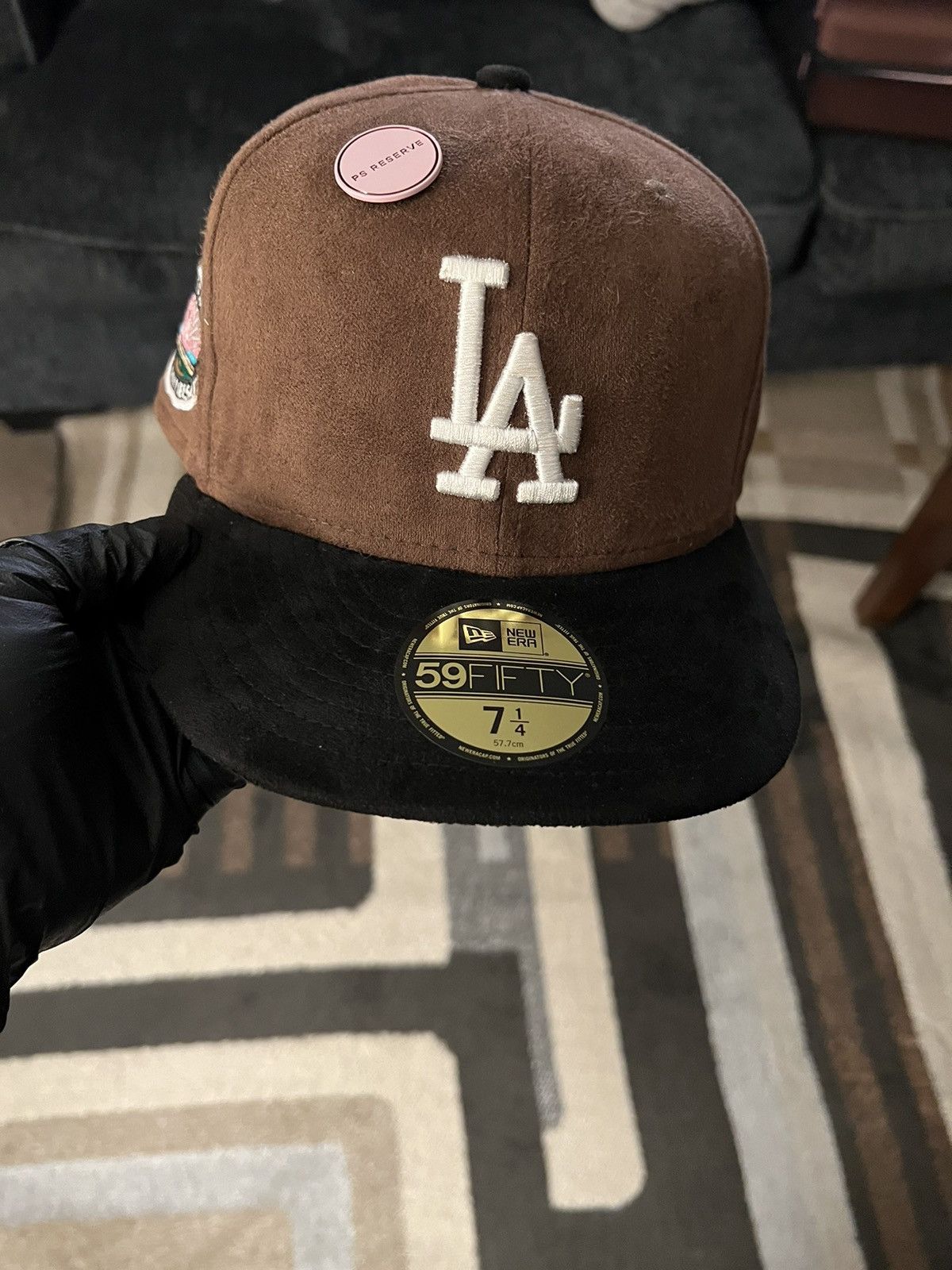 New Era x PS Reserve Pink Mocha Suede Dodgers 59Fifty Fitted Hat