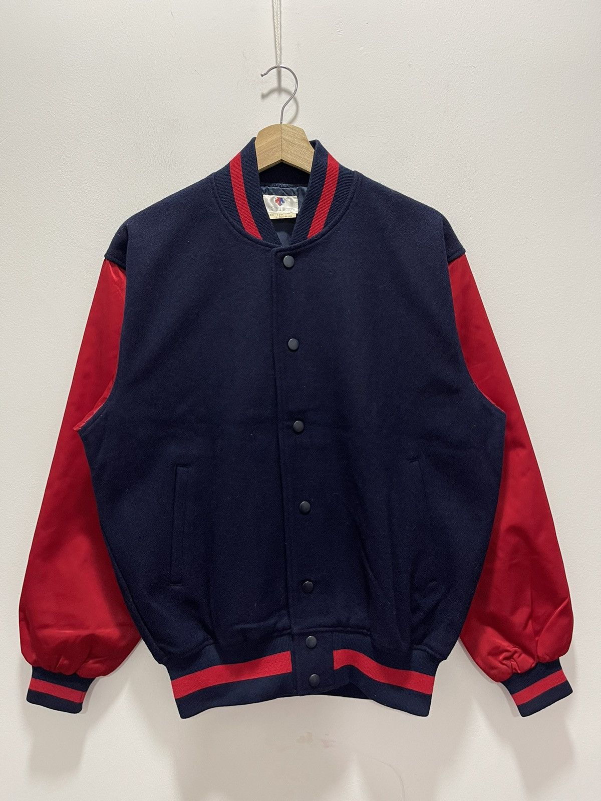 VINTAGE DESCENTE TWO TONE BLANK VARSITY JACKET