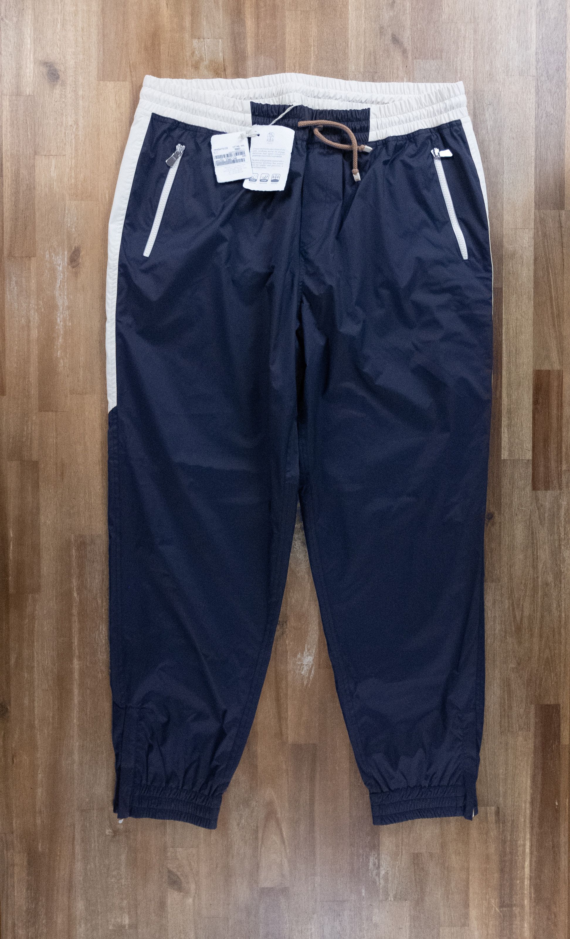 image of Brunello Cucinelli Blue Waterproof Nylon Track Pants Xxl, Men's (Size 40)