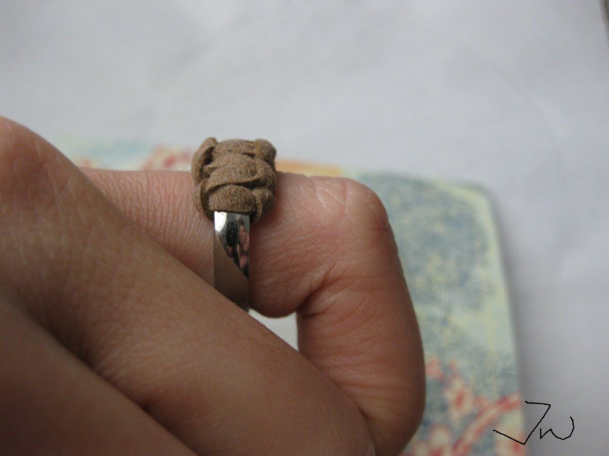 Handmade Brown Leather Stainless Steel Ring - size 8 Size ONE SIZE - 5 Thumbnail