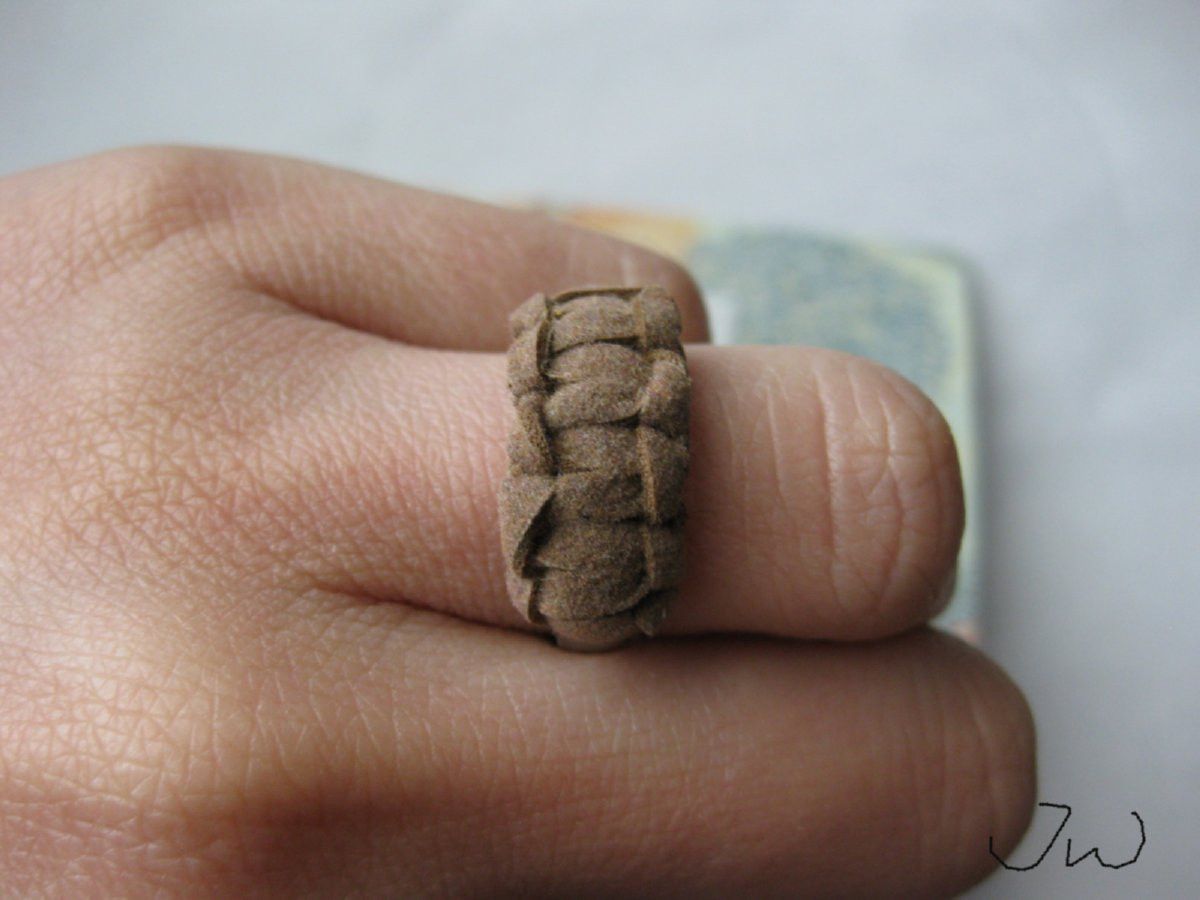 Handmade Brown Leather Stainless Steel Ring - size 8 Size ONE SIZE - 4 Thumbnail