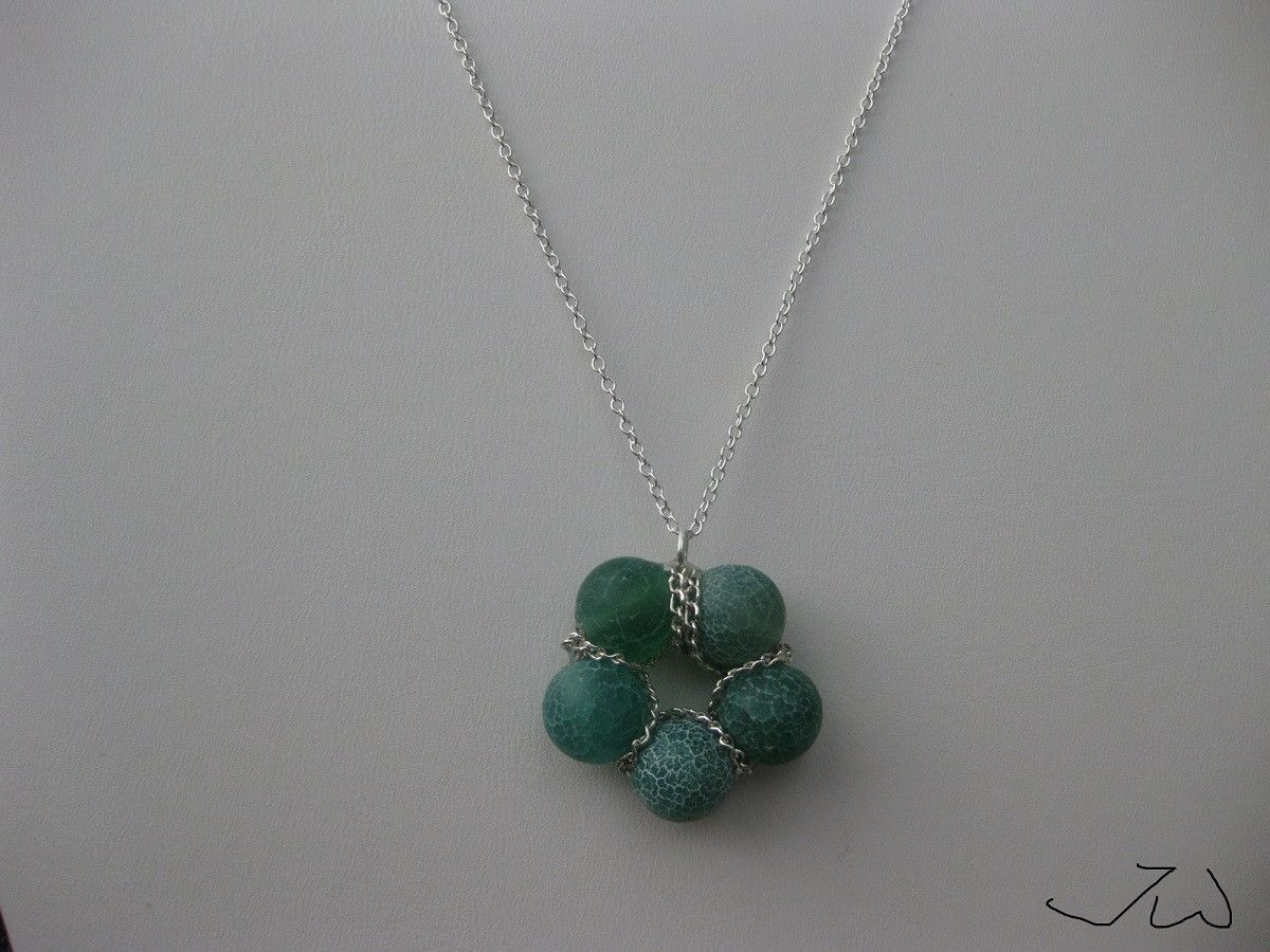Handmade Green Agate Beads Chain Necklace Size ONE SIZE - 1 Thumbnail