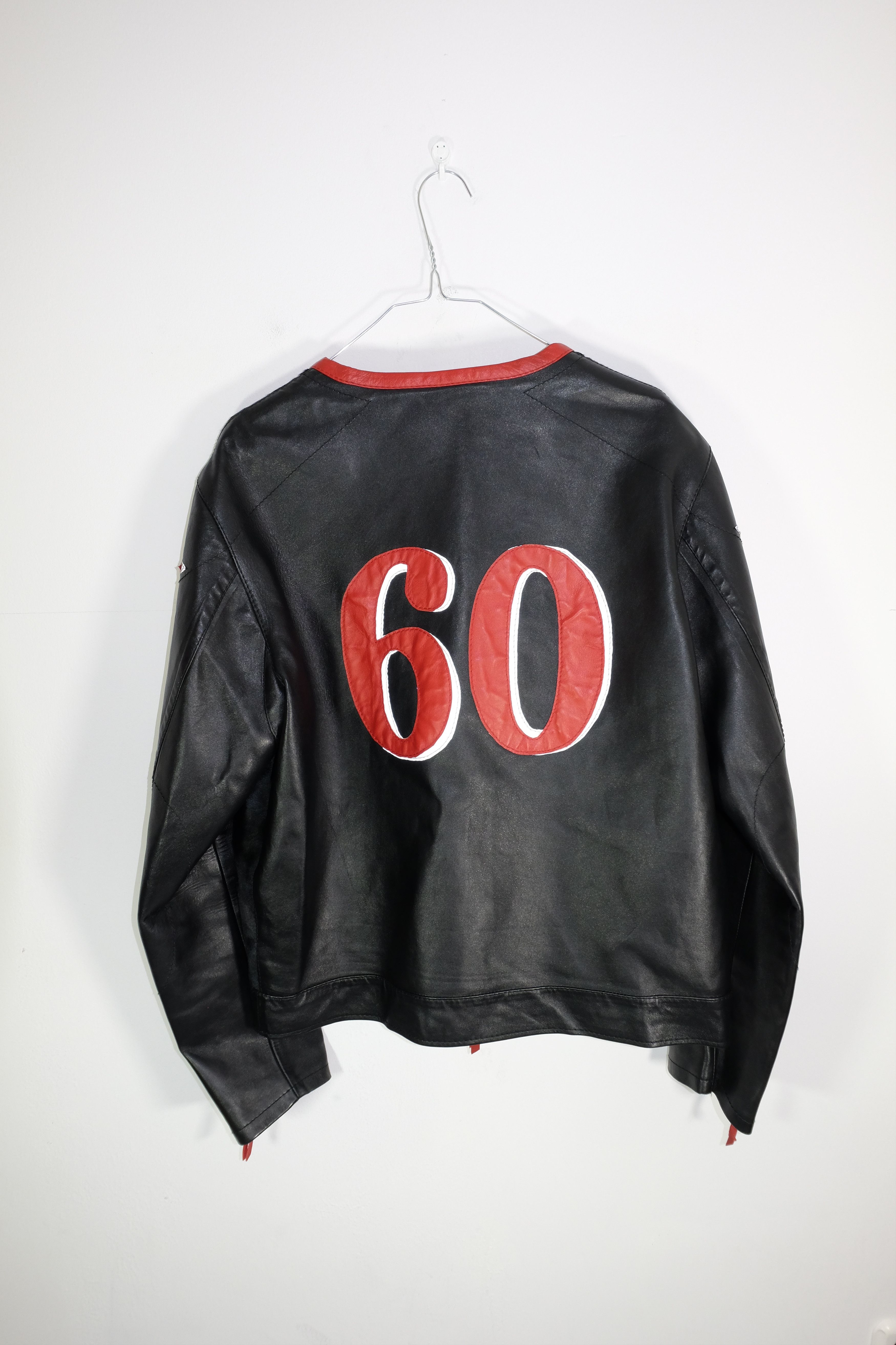Designer Calf Hair Leather Jacket Riri Zips Luxury Black Red Stars Size US L / EU 52-54 / 3 - 2 Thumbnail