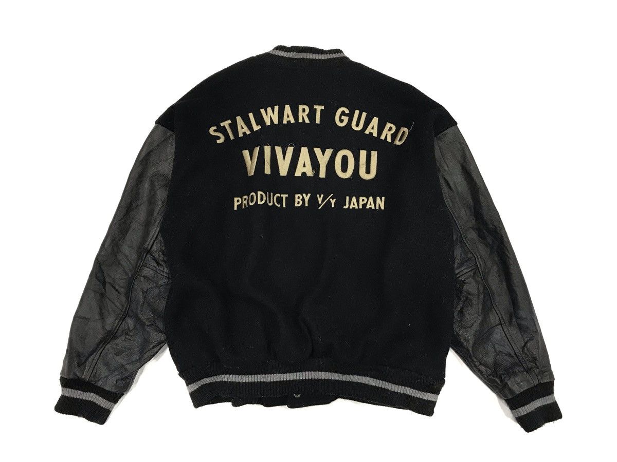 image of Vivayou Japan Airbone Varsity Leather Jacket in Black, Men's (Size Medium)