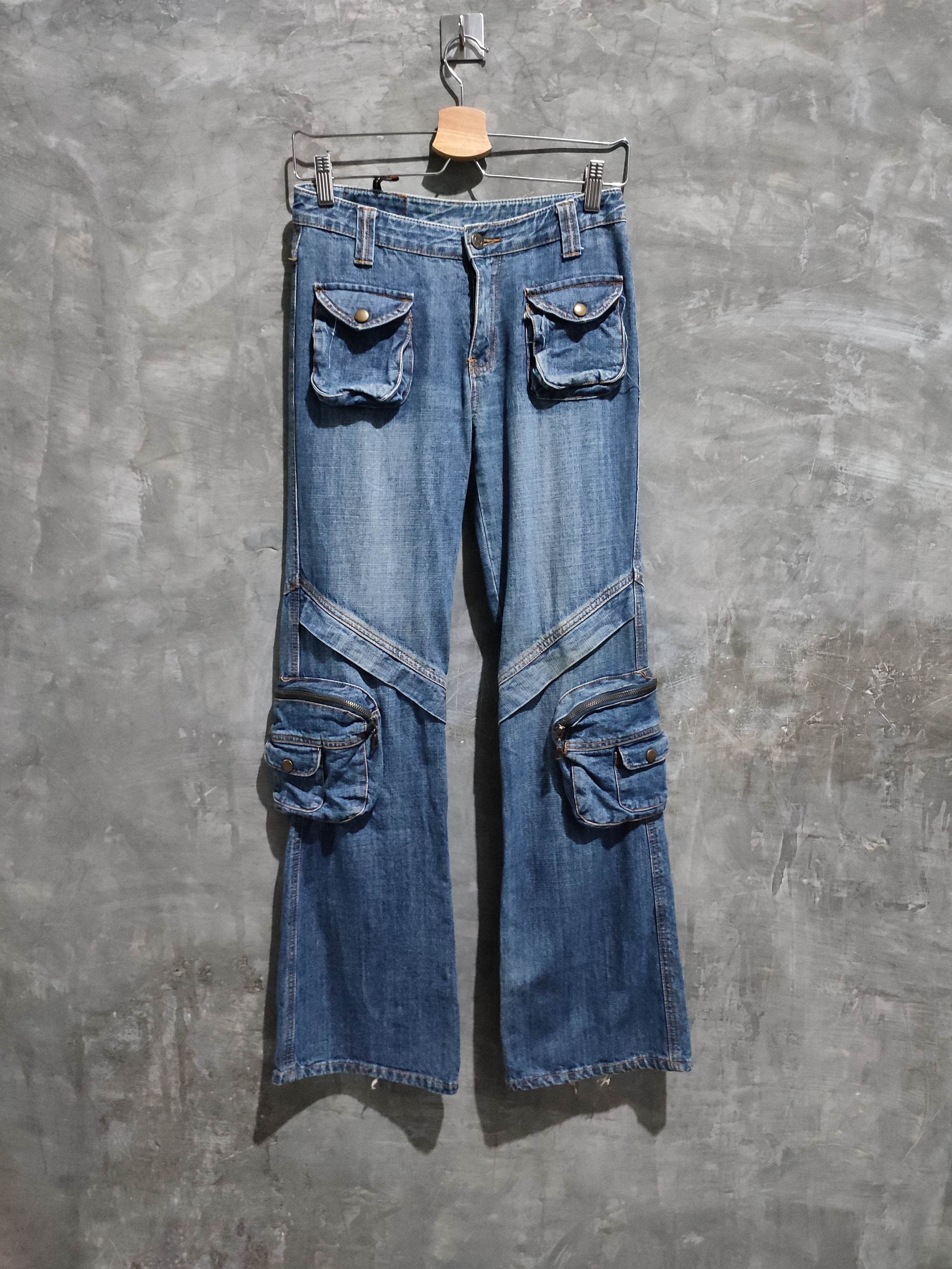 Designer 🔥Meladini Multipocket 3D Pocket Cargo Denim Flared Pants Size US 28 / EU 44 - 1 Thumbnail