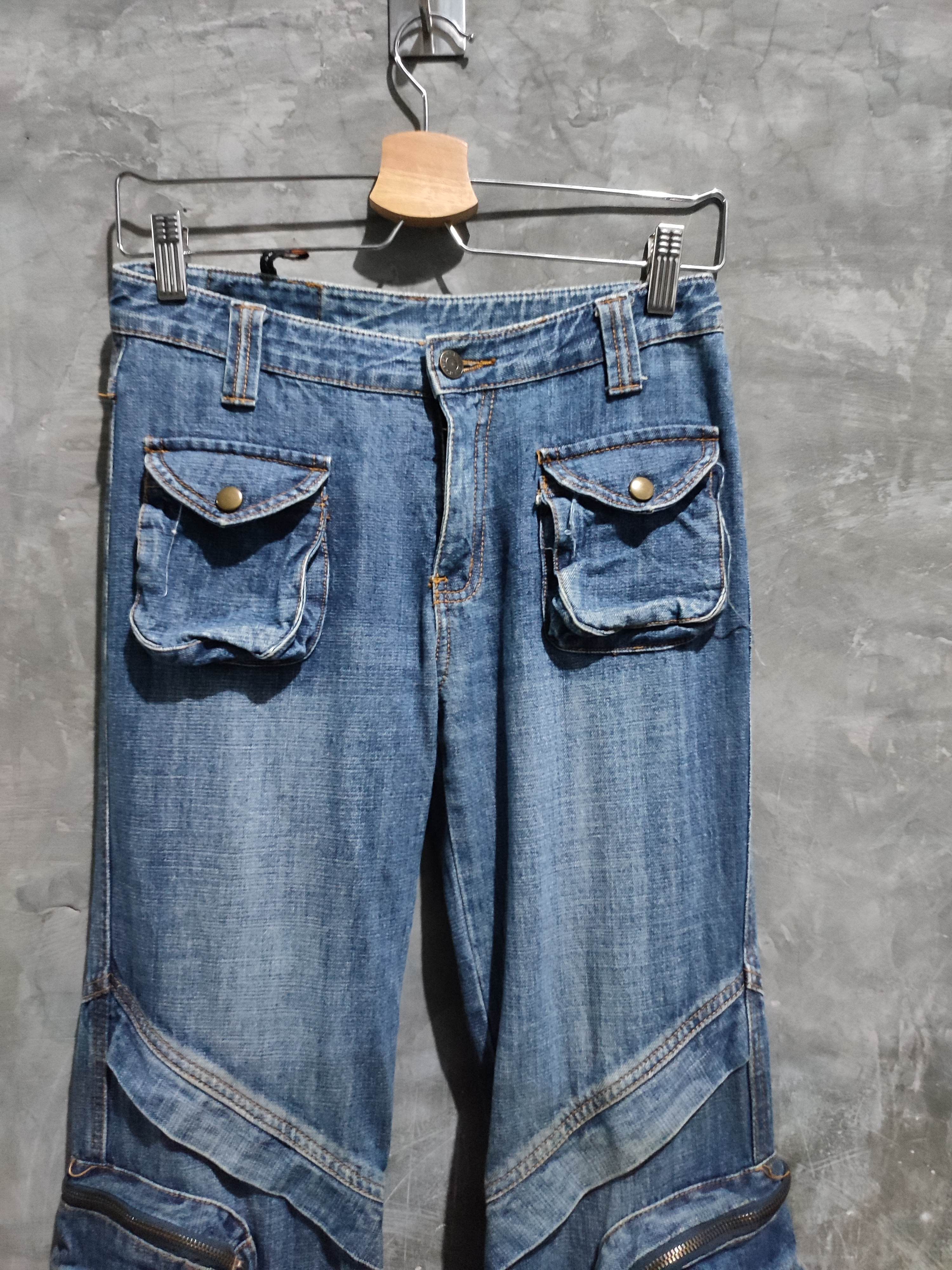 Designer 🔥Meladini Multipocket 3D Pocket Cargo Denim Flared Pants Size US 28 / EU 44 - 2 Thumbnail