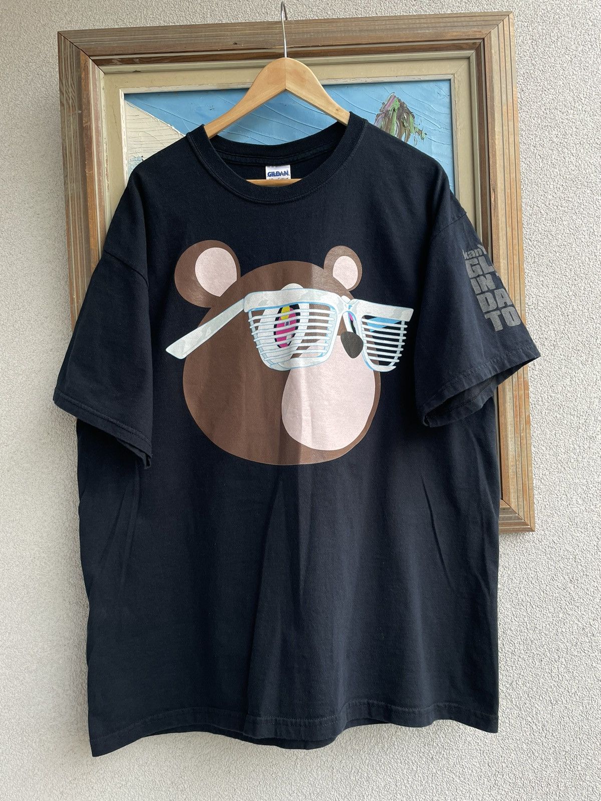 image of Kanye West Murakami Graduation 2007 Tee Glowin The Dark Tour in Black, Men's (Size XL)