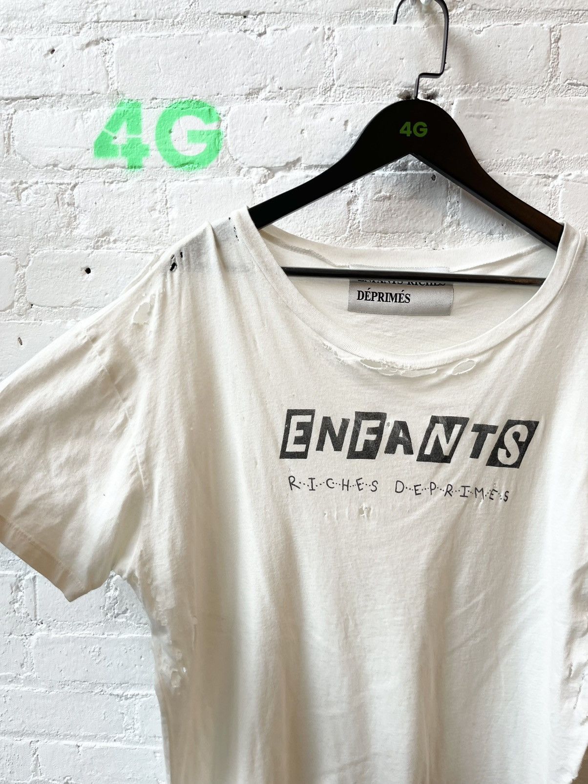 image of Enfants Riches Deprimes Erd Early Erd Thrashed Logo Shirt 4Gseller in White, Men's (Size XL)