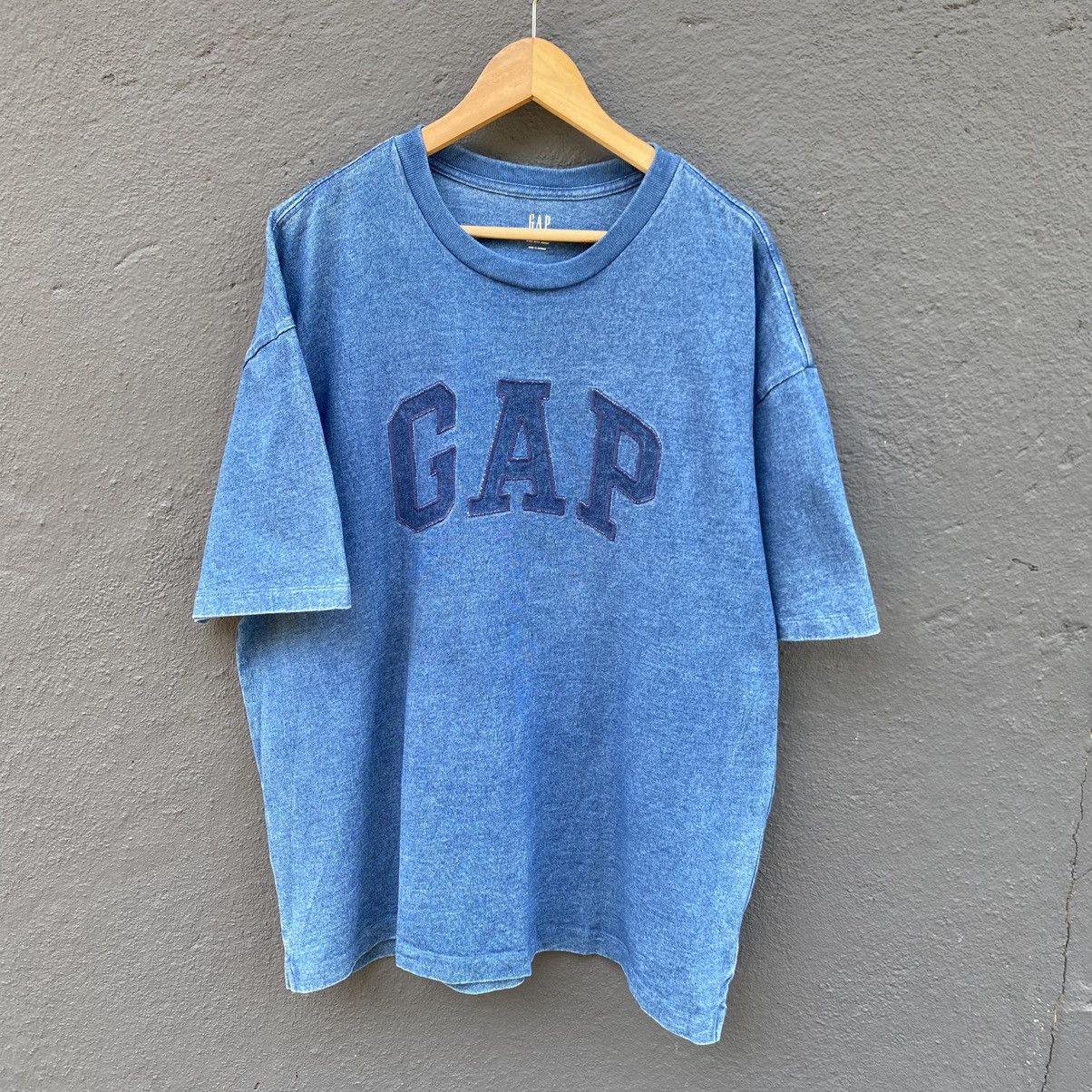 image of Faded Gap Big Logo Dyed With Indigo Oversized Tee in Blue, Men's (Size XL)