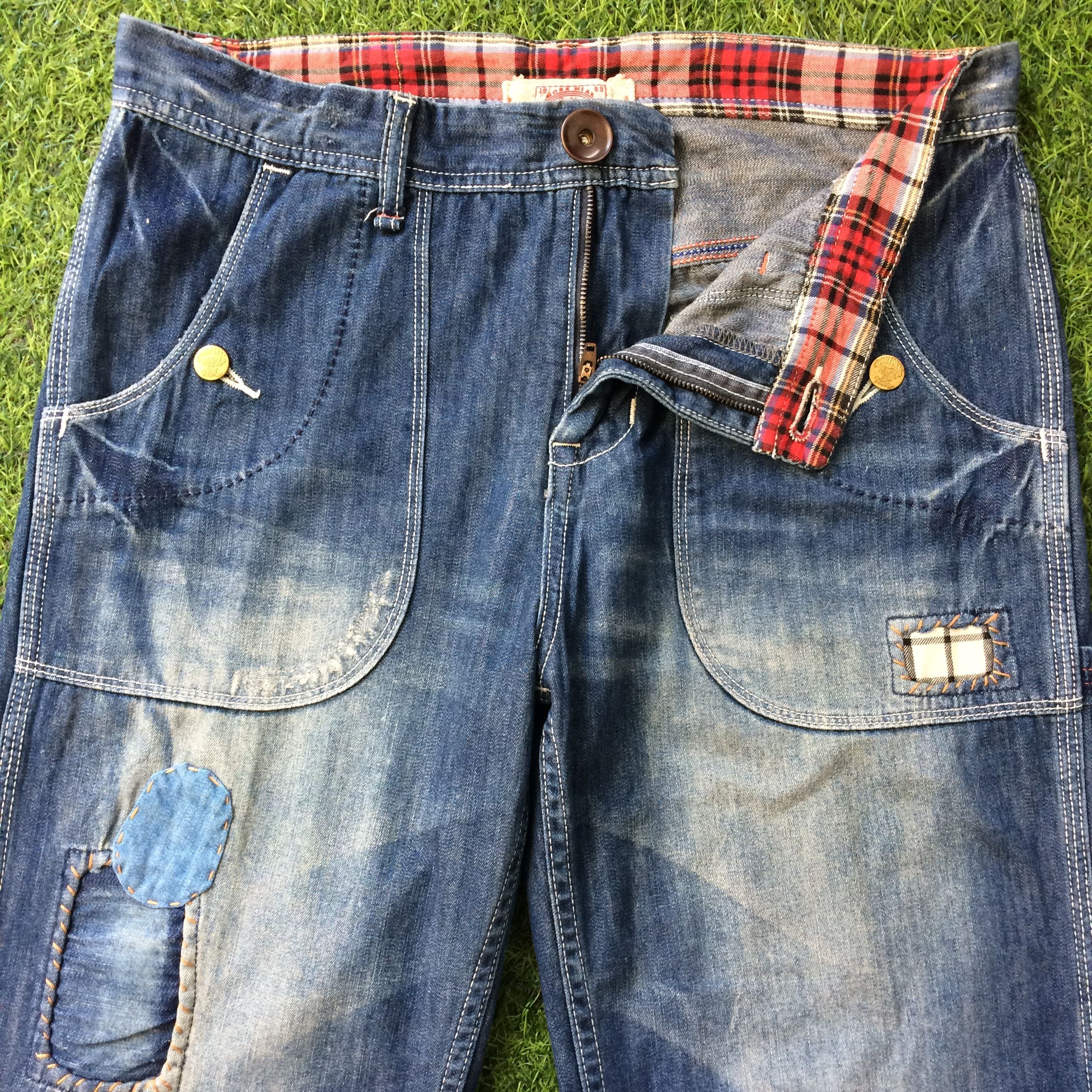 Japanese Brand × Unsound Rags Japanese Patchwork Workwear Jeans Pants D-527 Size US 33 - 3 Thumbnail