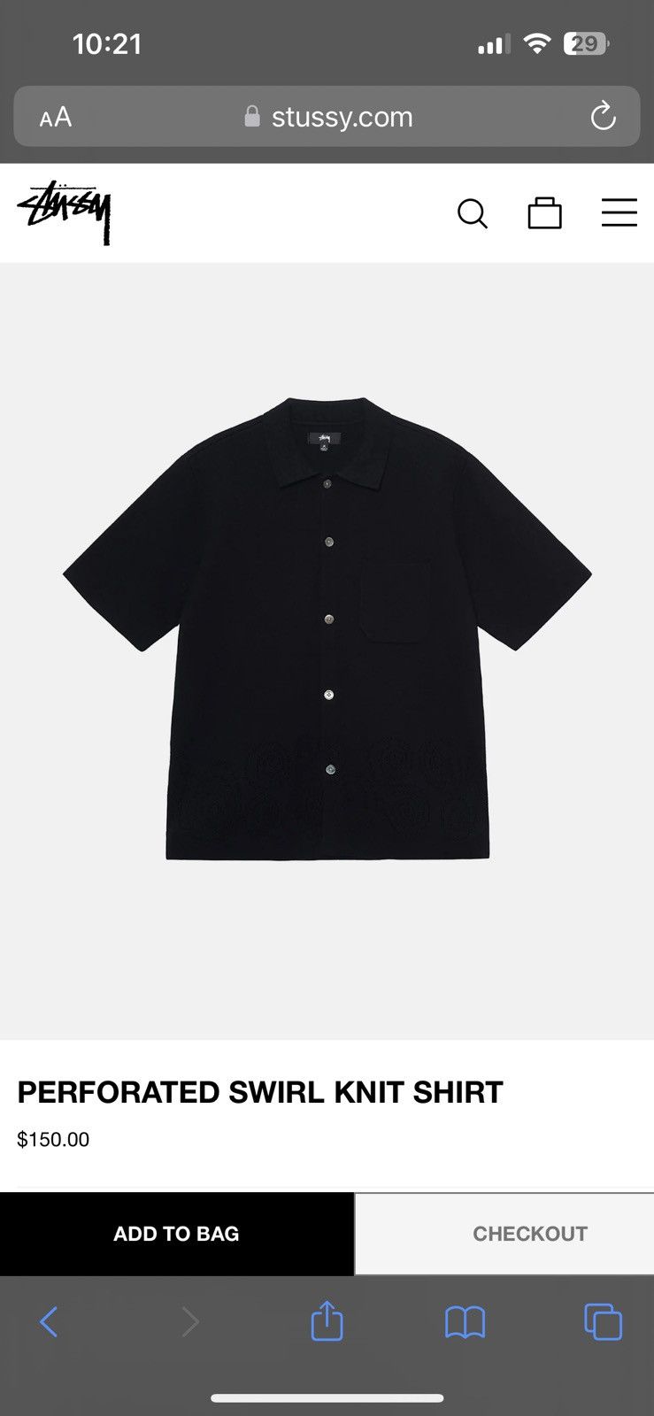 Stussy 150 RETAIL Stussy Perforated Swirl knit shirt size XS | Grailed