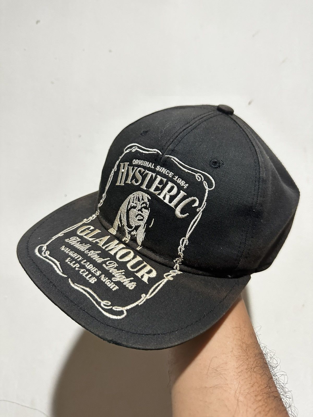 image of Distress Hysteric Glamour Ladies Night Sun Faded Cap in Faded Black, Men's