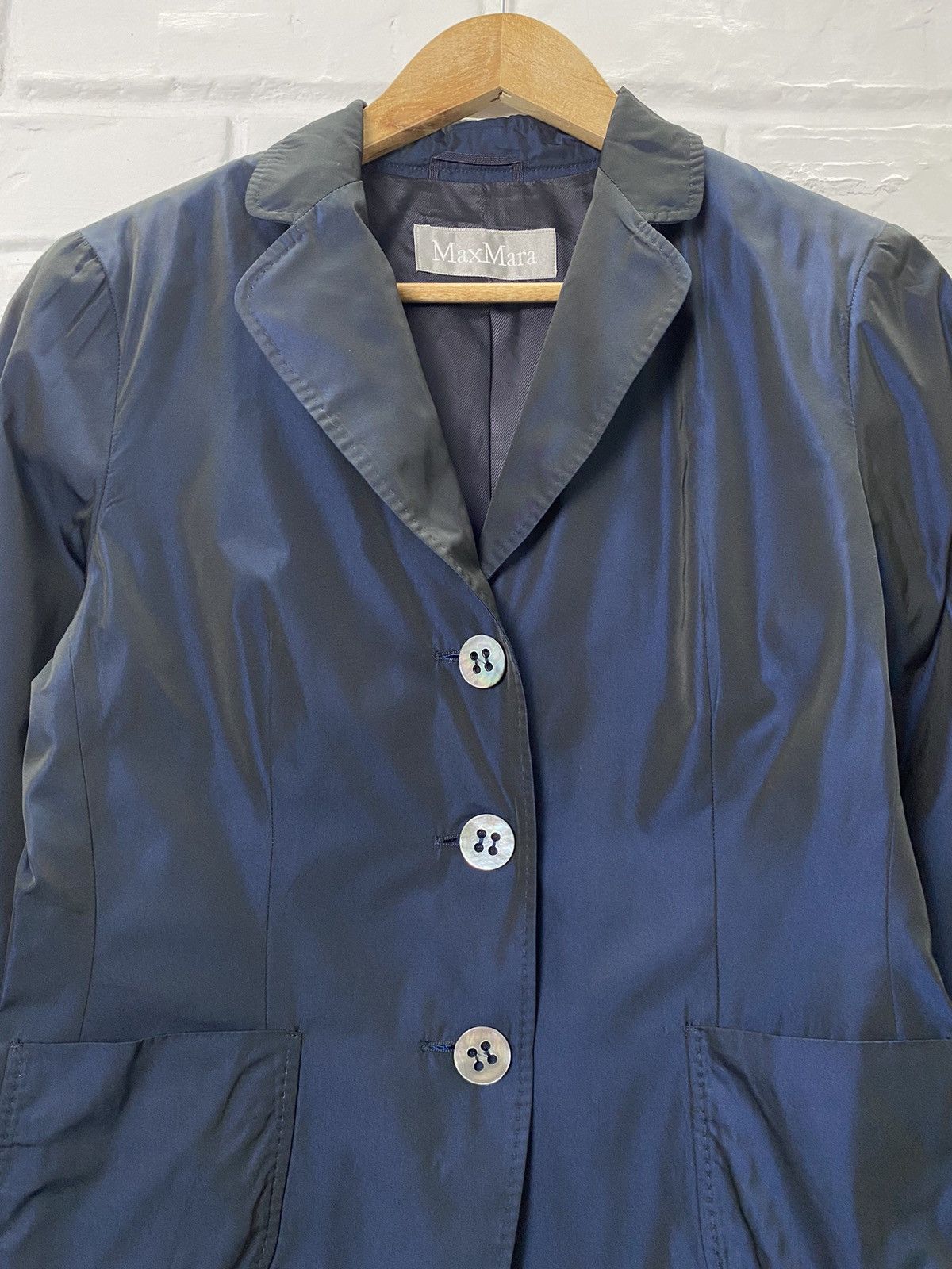 Max Mara MAX MARA Womens Navy Blue Blazer Jacket size 46 Size L / US 10 / IT 46 - 6 Thumbnail