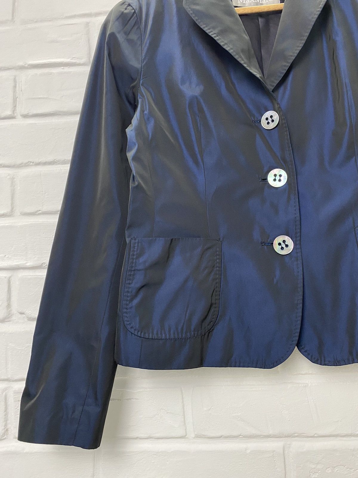 Max Mara MAX MARA Womens Navy Blue Blazer Jacket size 46 Size L / US 10 / IT 46 - 4 Thumbnail