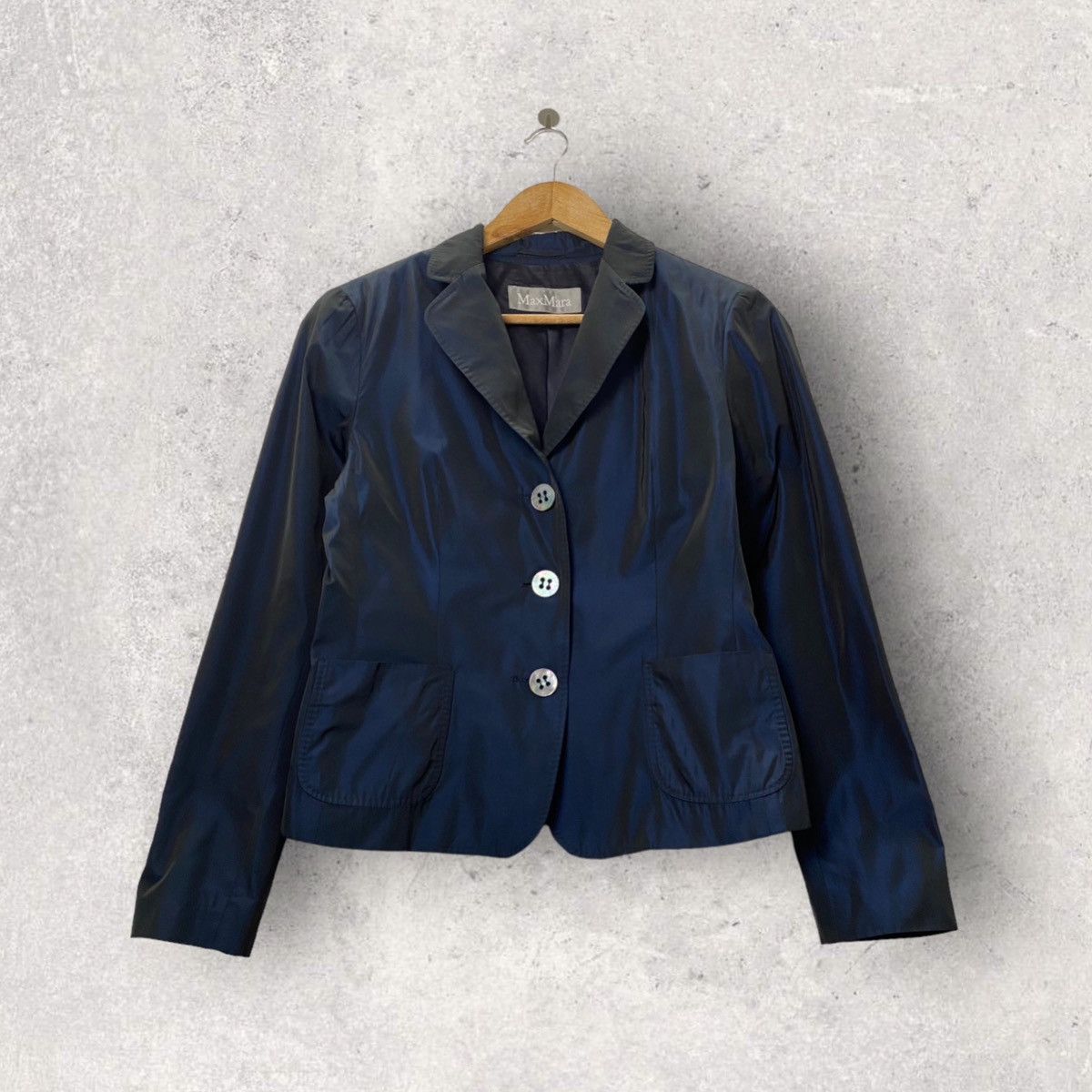 Max Mara MAX MARA Womens Navy Blue Blazer Jacket size 46 Size L / US 10 / IT 46 - 1 Thumbnail