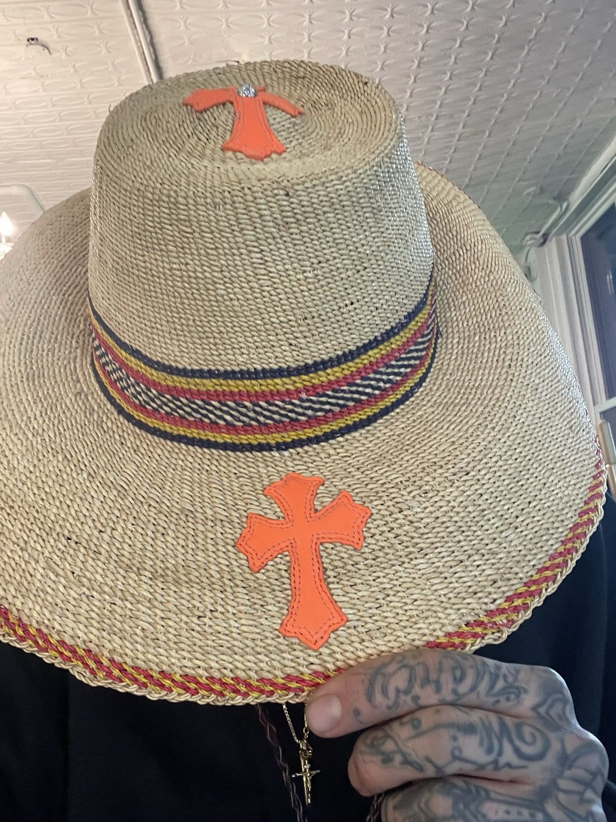 Chrome Hearts Chrome Hearts 1/8 2023 STRAW VACATION HAT CROSS PATCH 4G Size ONE SIZE - 1 Thumbnail