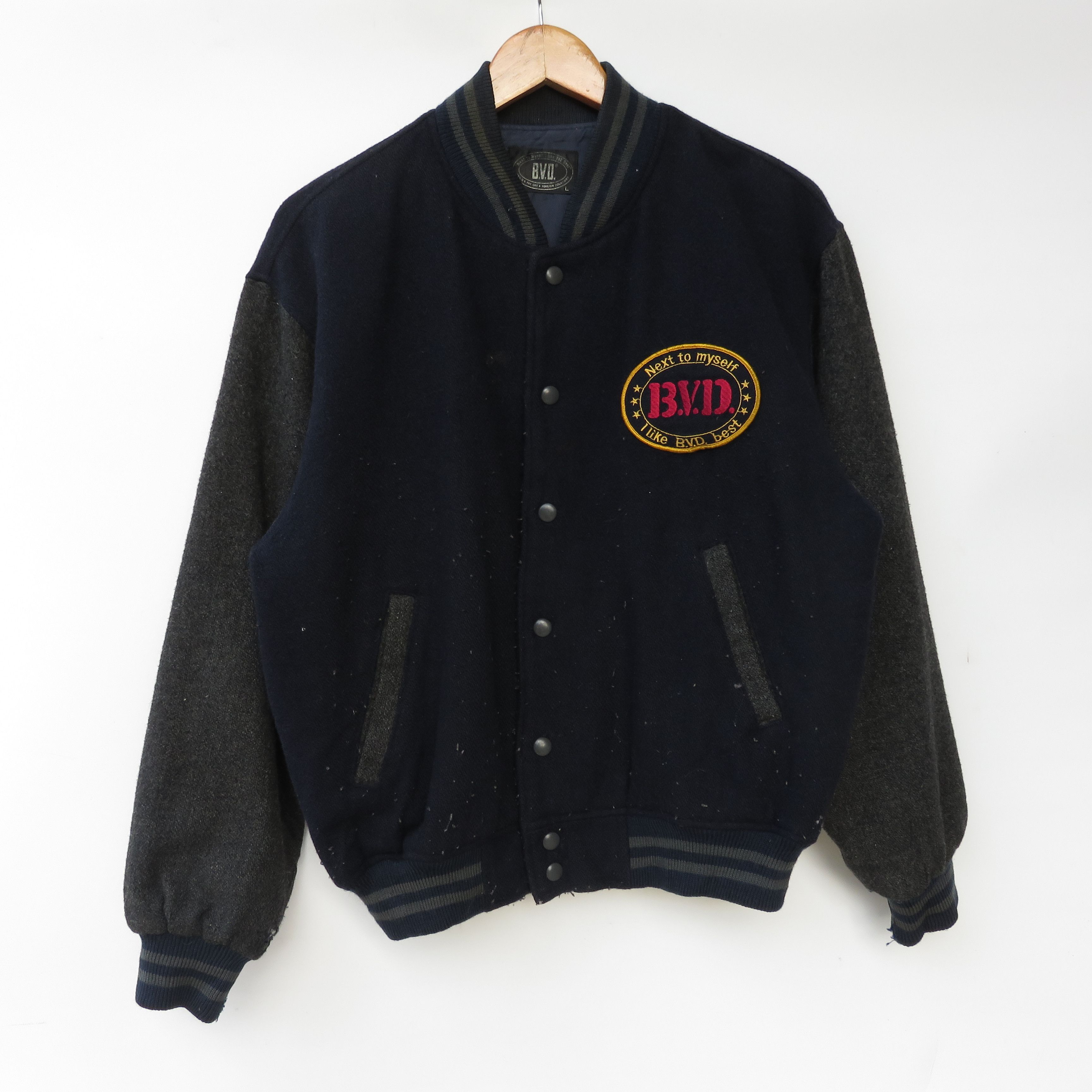 Vintage Vintage 90s BVD Wool Varsity Jacket Size US L / EU 52-54 / 3 - 2 Thumbnail