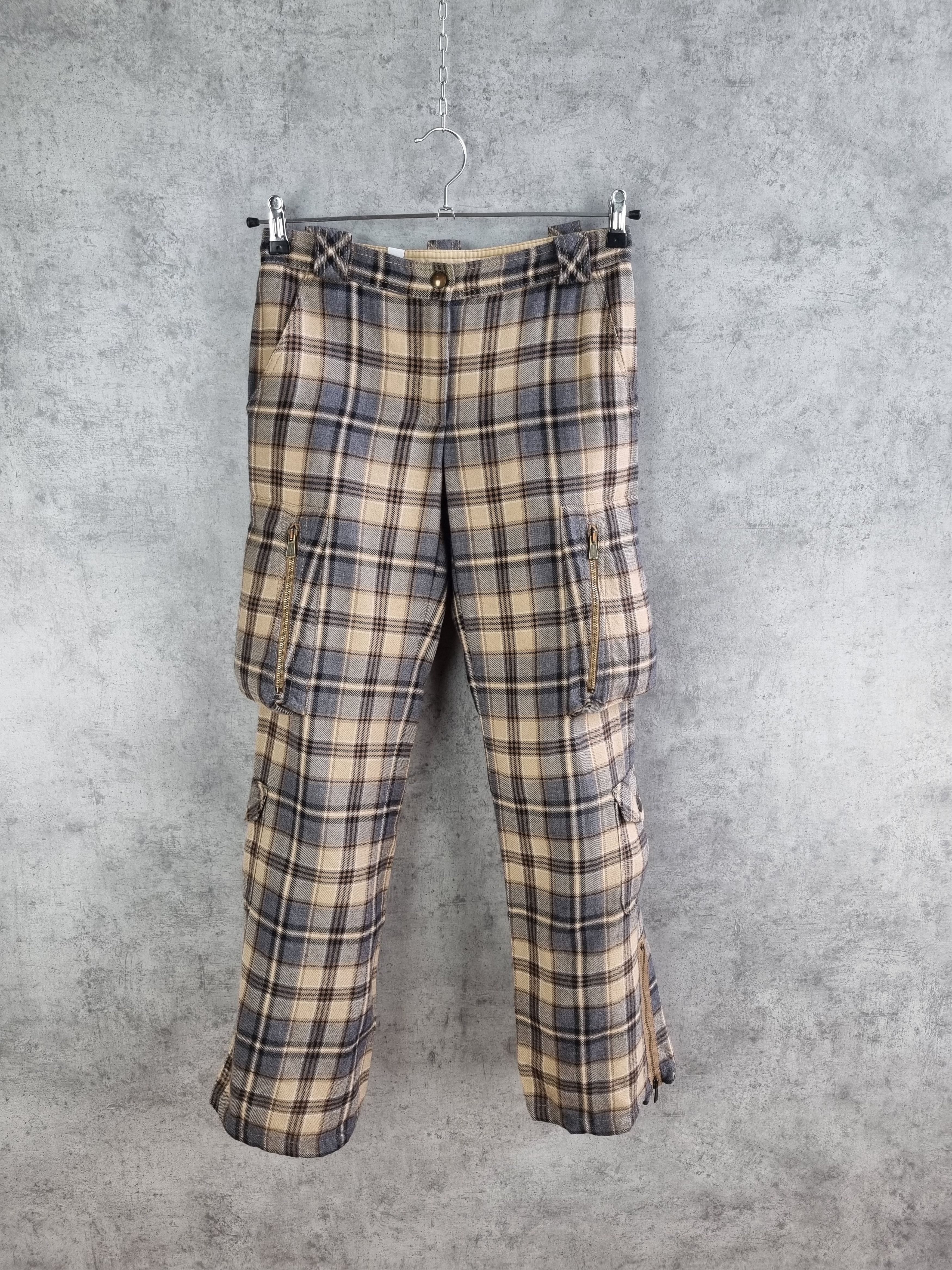 Japanese Brand × Moschino × Seditionaries Rare 90s Moschino Vintage Wool Cargo Plaid Pants Size US 29 - 2 Thumbnail