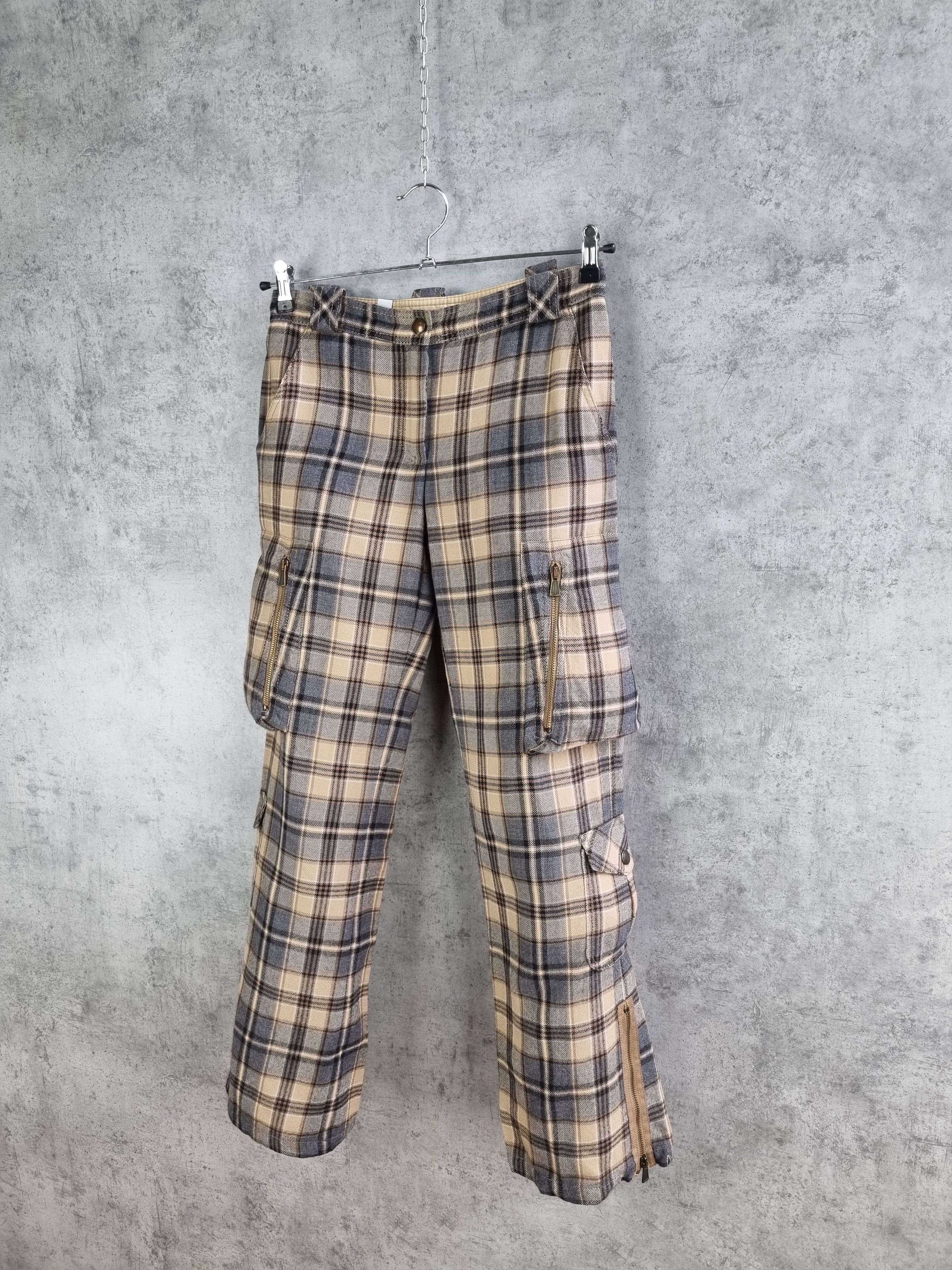 Japanese Brand × Moschino × Seditionaries Rare 90s Moschino Vintage Wool Cargo Plaid Pants Size US 29 - 4 Thumbnail