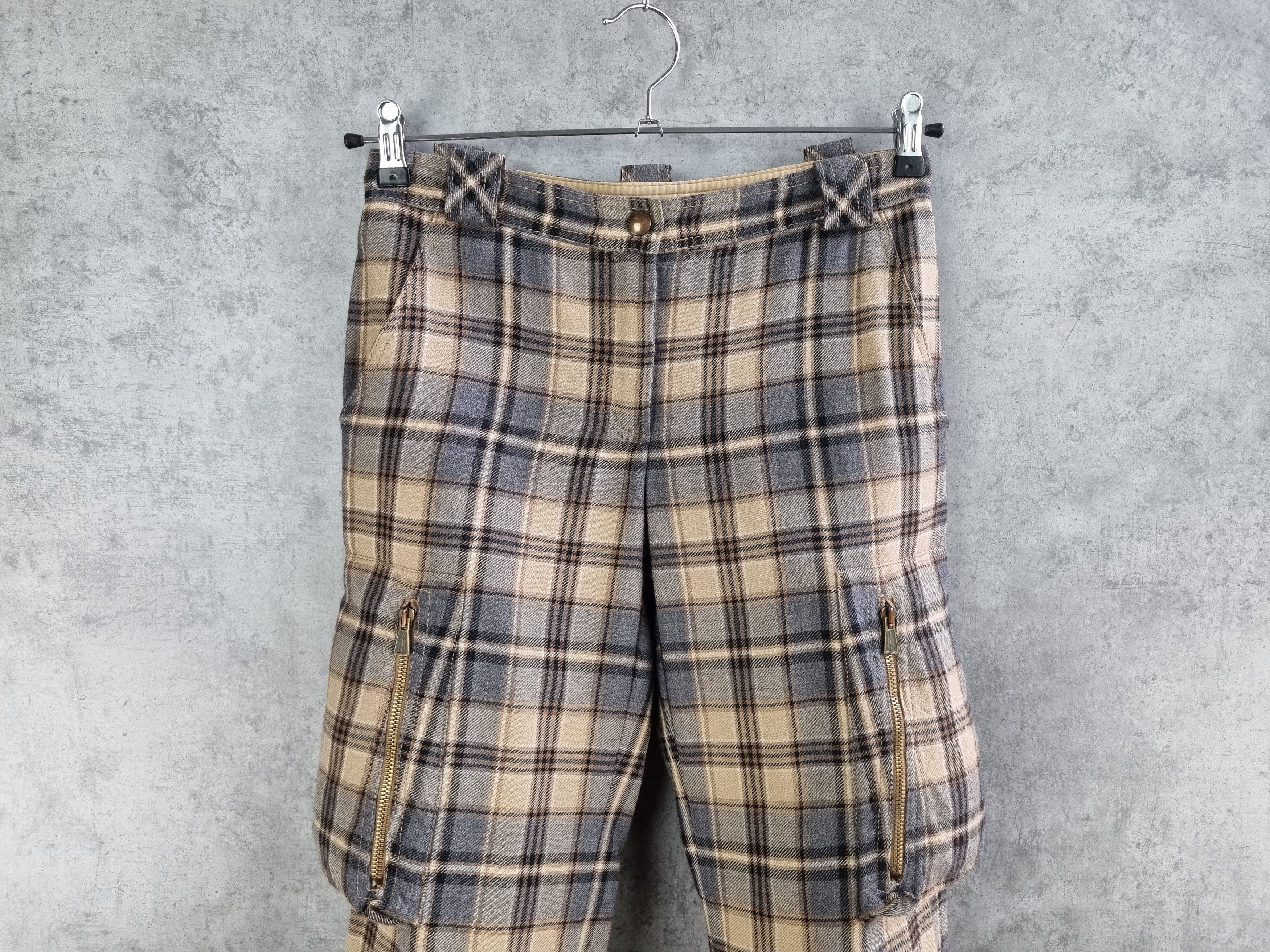 Japanese Brand × Moschino × Seditionaries Rare 90s Moschino Vintage Wool Cargo Plaid Pants Size US 29 - 3 Thumbnail