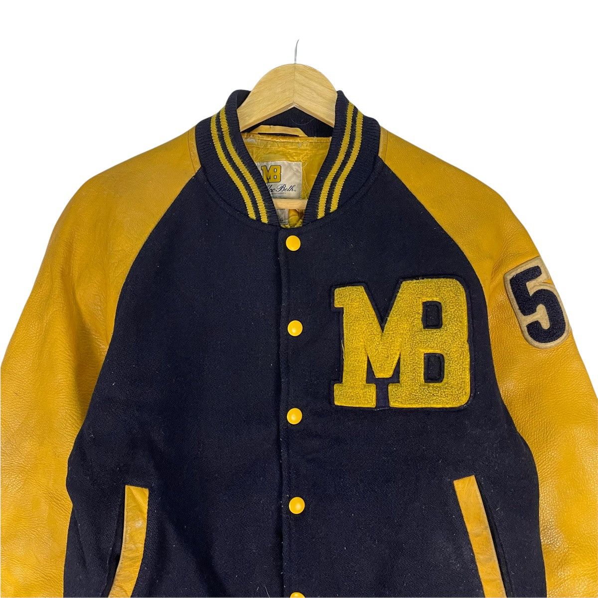 Macbeth × Vintage ⚡️MACBETH Letterman MB Varsity Leather Jacket Size US M / EU 48-50 / 2 - 4 Thumbnail
