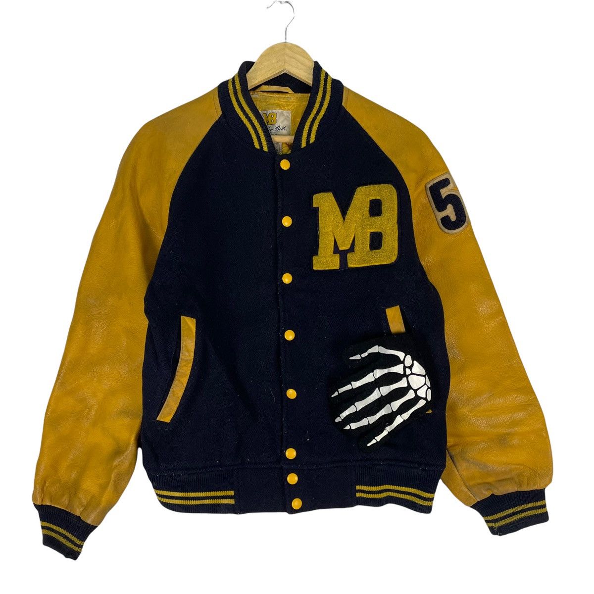Macbeth × Vintage ⚡️MACBETH Letterman MB Varsity Leather Jacket Size US M / EU 48-50 / 2 - 1 Thumbnail