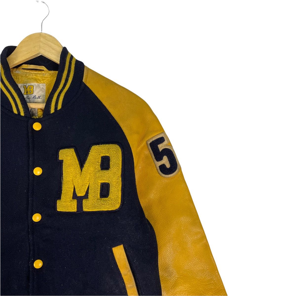 Macbeth × Vintage ⚡️MACBETH Letterman MB Varsity Leather Jacket Size US M / EU 48-50 / 2 - 5 Thumbnail