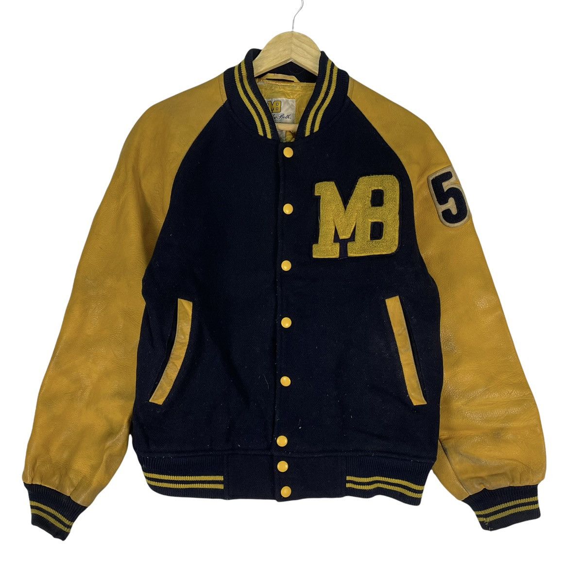 Macbeth × Vintage ⚡️MACBETH Letterman MB Varsity Leather Jacket Size US M / EU 48-50 / 2 - 2 Thumbnail