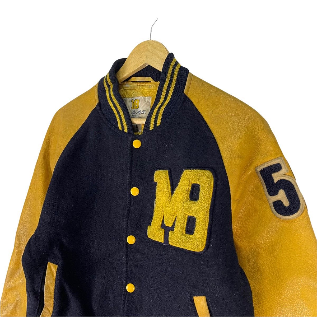 Macbeth × Vintage ⚡️MACBETH Letterman MB Varsity Leather Jacket Size US M / EU 48-50 / 2 - 6 Thumbnail