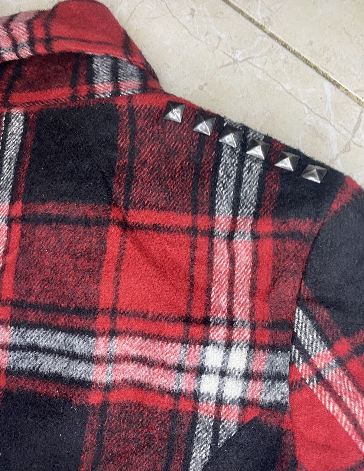 If Six Was Nine Element Plaid Tartan Studded Double-Collar Biker Jacket Size US S / EU 44-46 / 1 - 13 Thumbnail
