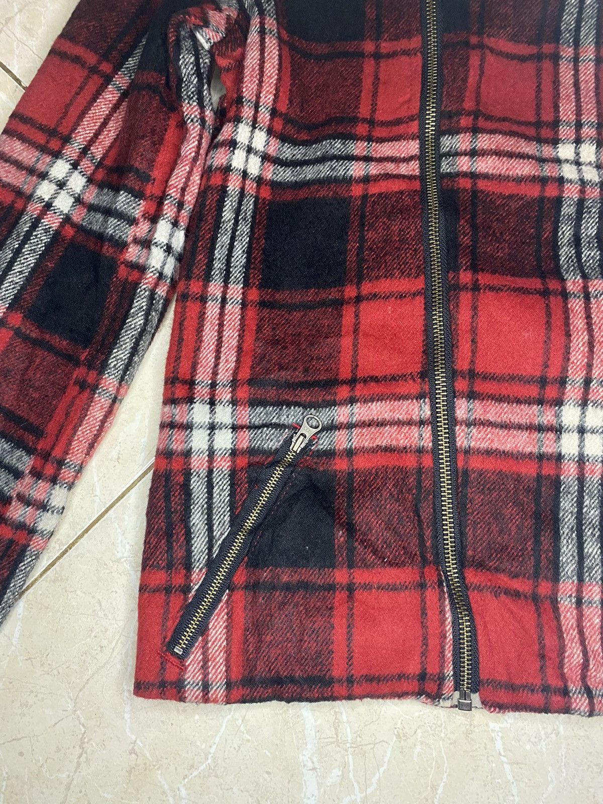 If Six Was Nine Element Plaid Tartan Studded Double-Collar Biker Jacket Size US S / EU 44-46 / 1 - 8 Thumbnail