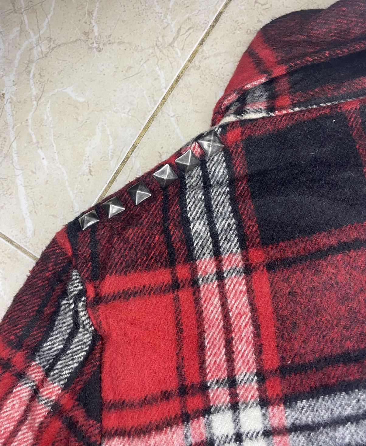 If Six Was Nine Element Plaid Tartan Studded Double-Collar Biker Jacket Size US S / EU 44-46 / 1 - 14 Thumbnail