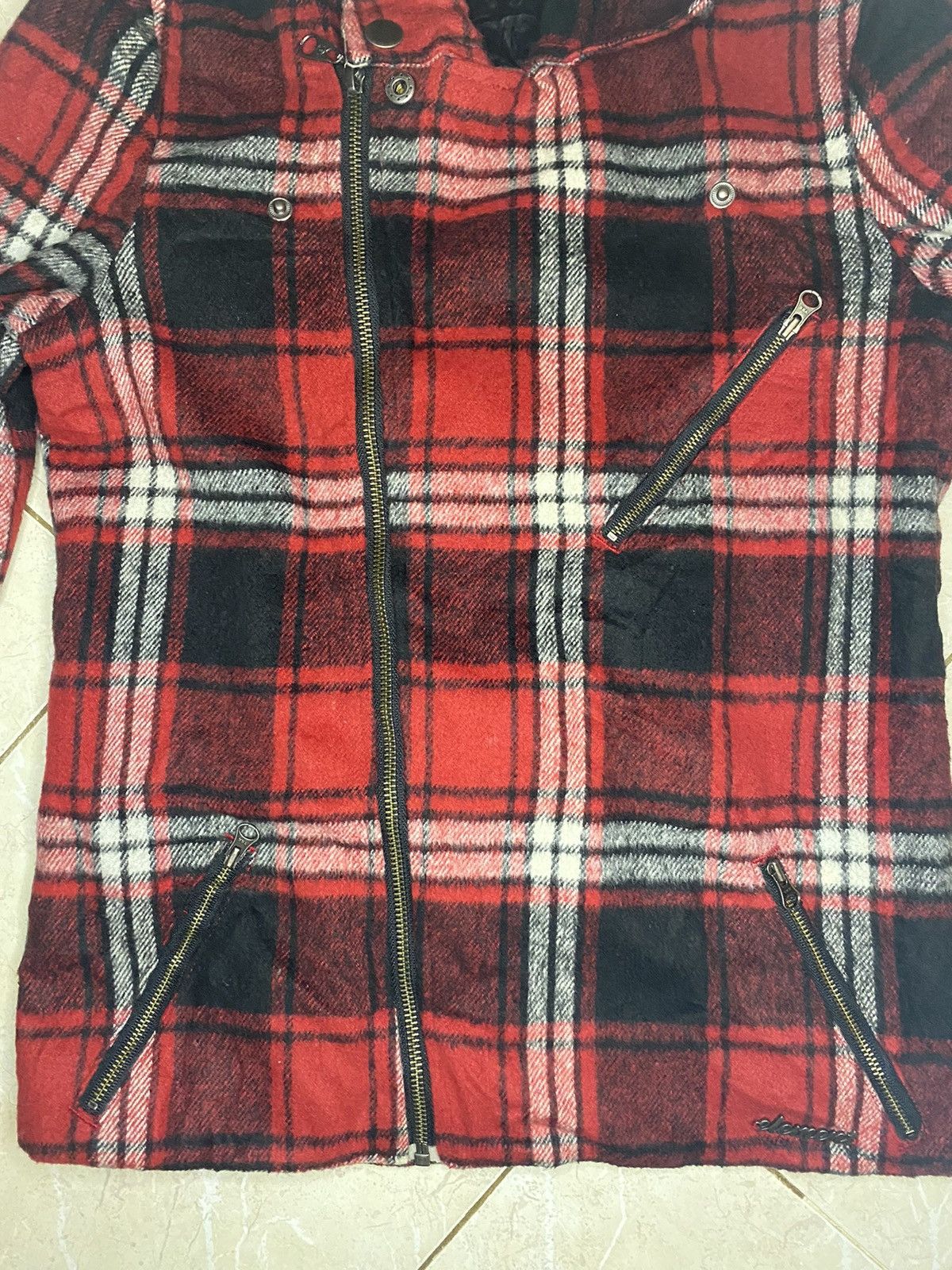 If Six Was Nine Element Plaid Tartan Studded Double-Collar Biker Jacket Size US S / EU 44-46 / 1 - 4 Thumbnail