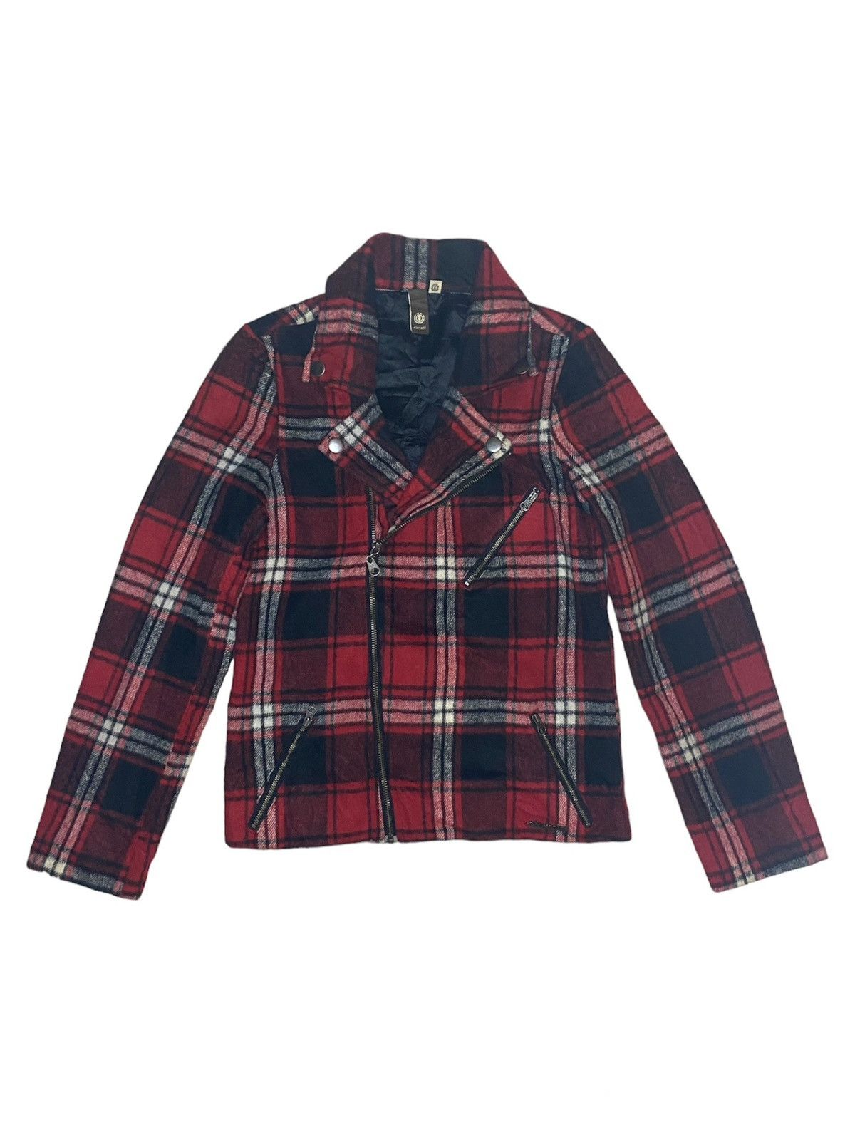 If Six Was Nine Element Plaid Tartan Studded Double-Collar Biker Jacket Size US S / EU 44-46 / 1 - 1 Thumbnail