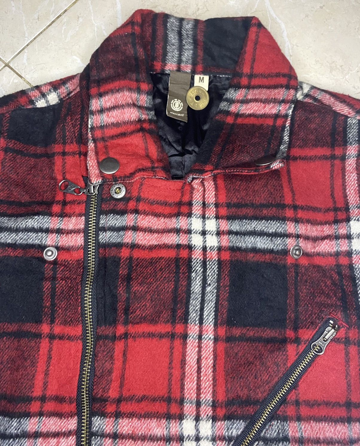If Six Was Nine Element Plaid Tartan Studded Double-Collar Biker Jacket Size US S / EU 44-46 / 1 - 5 Thumbnail