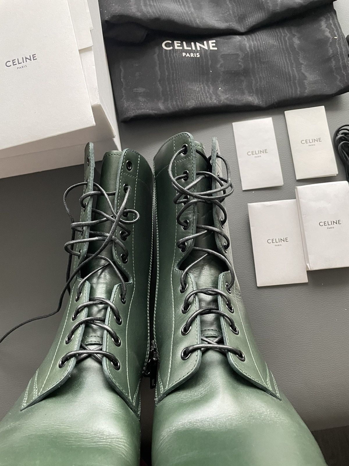 Celine × Hedi Slimane Limited Edition Runway Celine Ranger Leather Boots Size US 11 / EU 44 - 2 Thumbnail