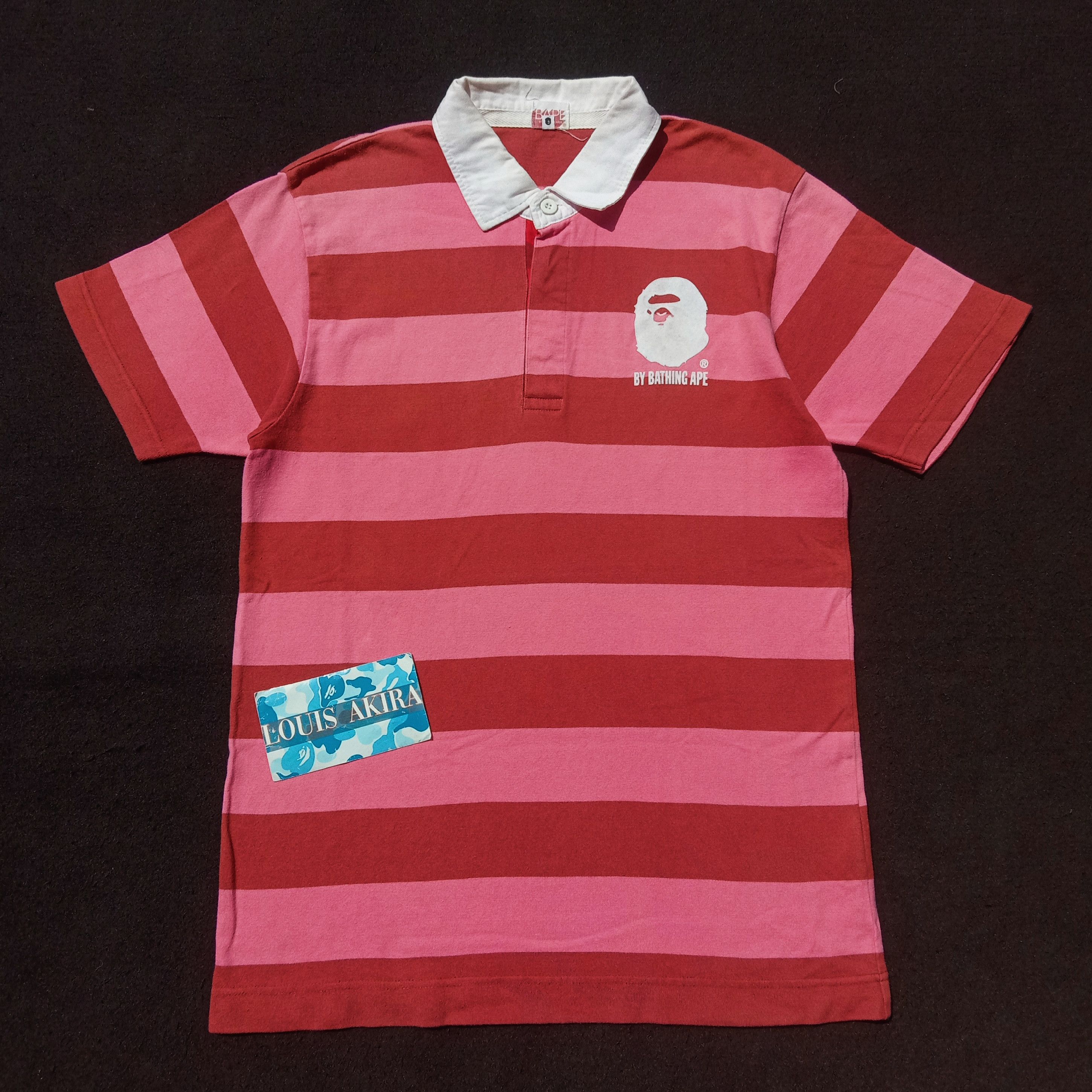 Bape 2006 Bape Pink Stripe Polo | Grailed