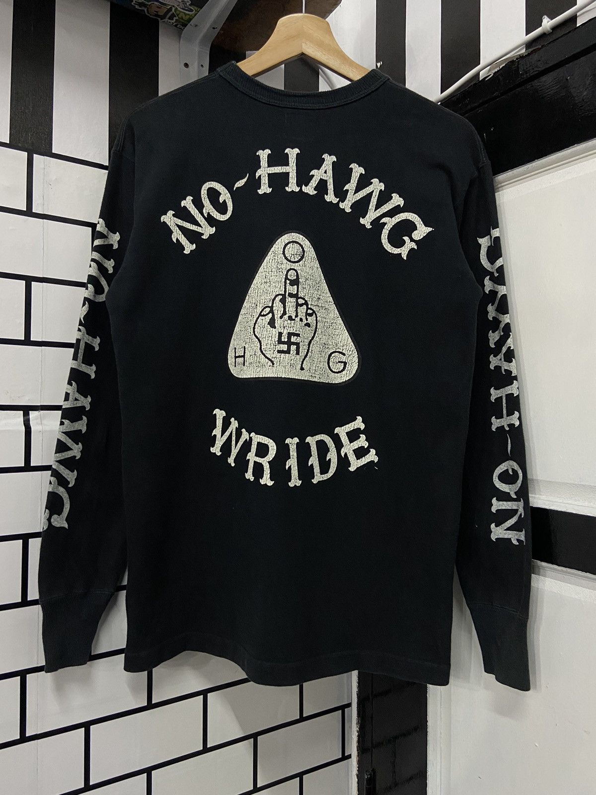 image of Westride Japan Seditionaries Fuck Nazi No Hawg Tee in Black, Men's (Size Medium)