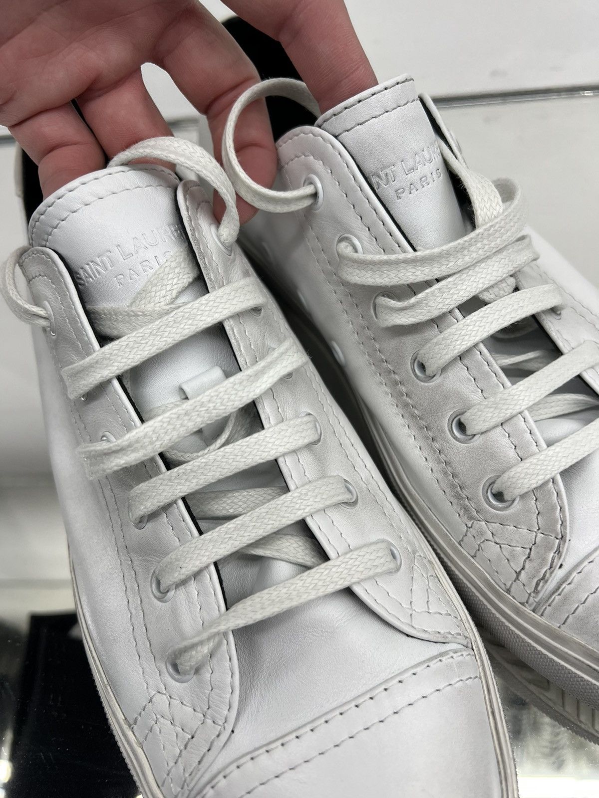 Saint Laurent Paris 19SS Distress Leather Bedford Low Sneakers (multiple sizes) Size US 9.5 / EU 42-43 - 4 Thumbnail