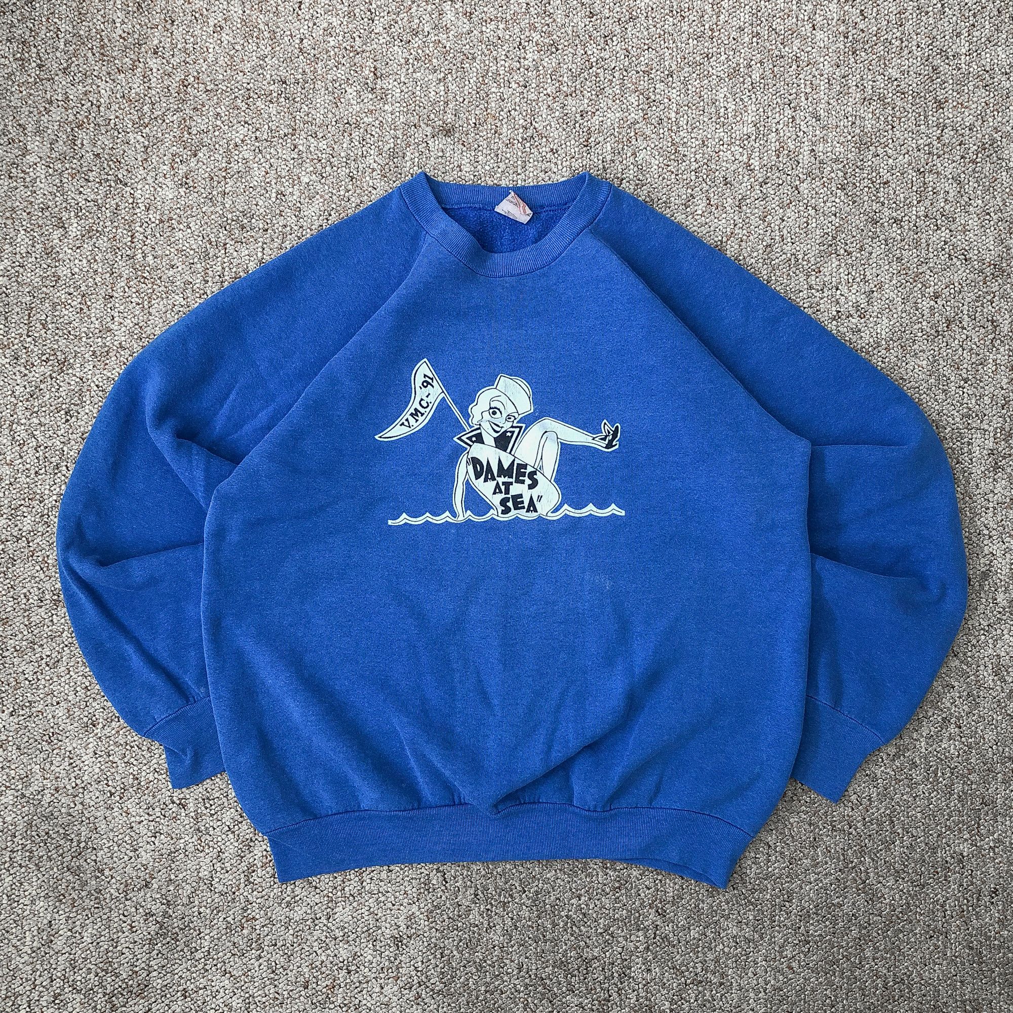 Vintage Vintage 1991 Boxy Sun Faded Blue 'Dames at Sea' Sweatshirt Size US XL / EU 56 / 4 - 2 Thumbnail
