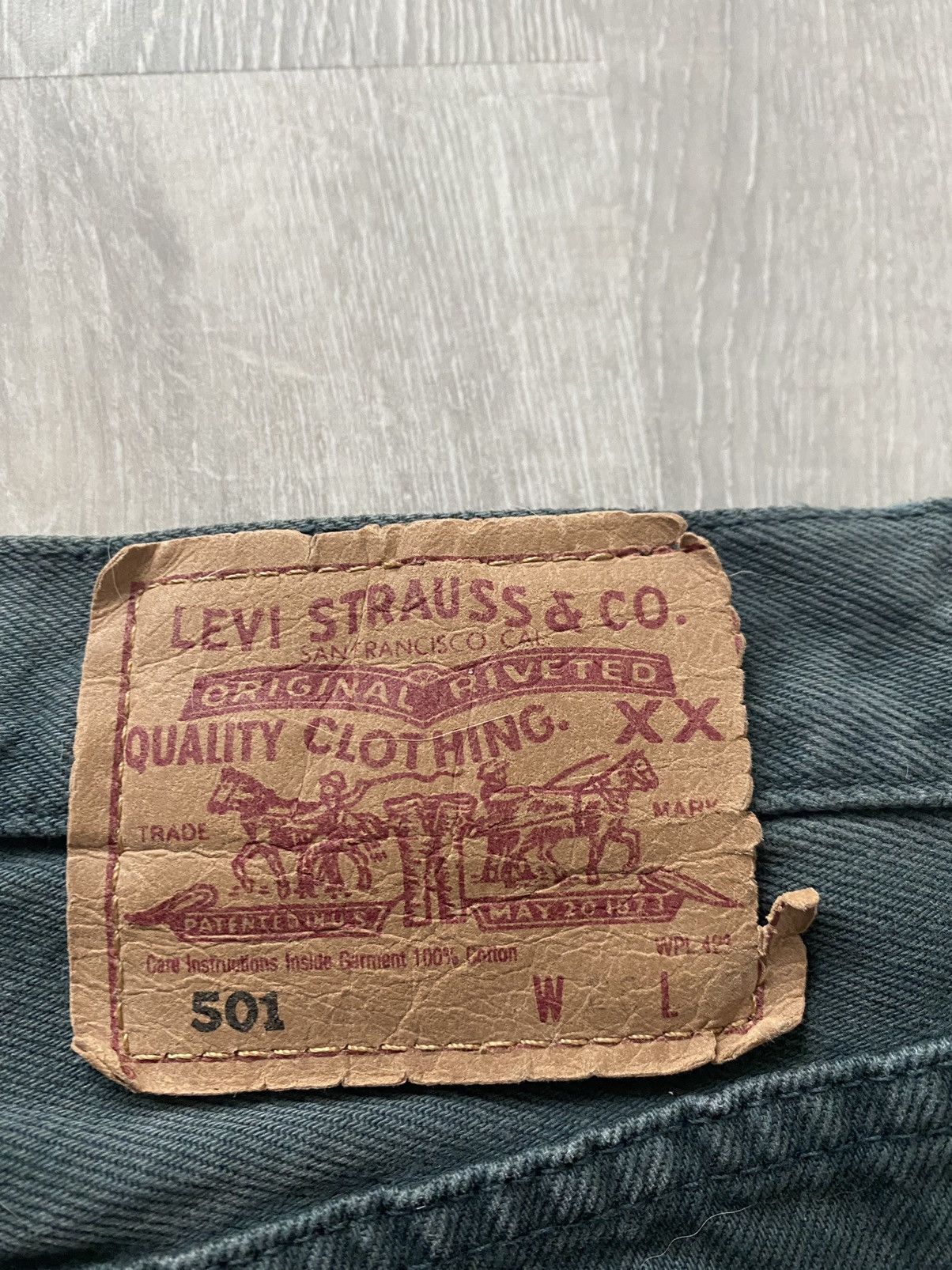 Levi's 90s Levi’s 501 vintage green jeans made in USA denim pants Size US 28 / EU 44 - 3 Thumbnail